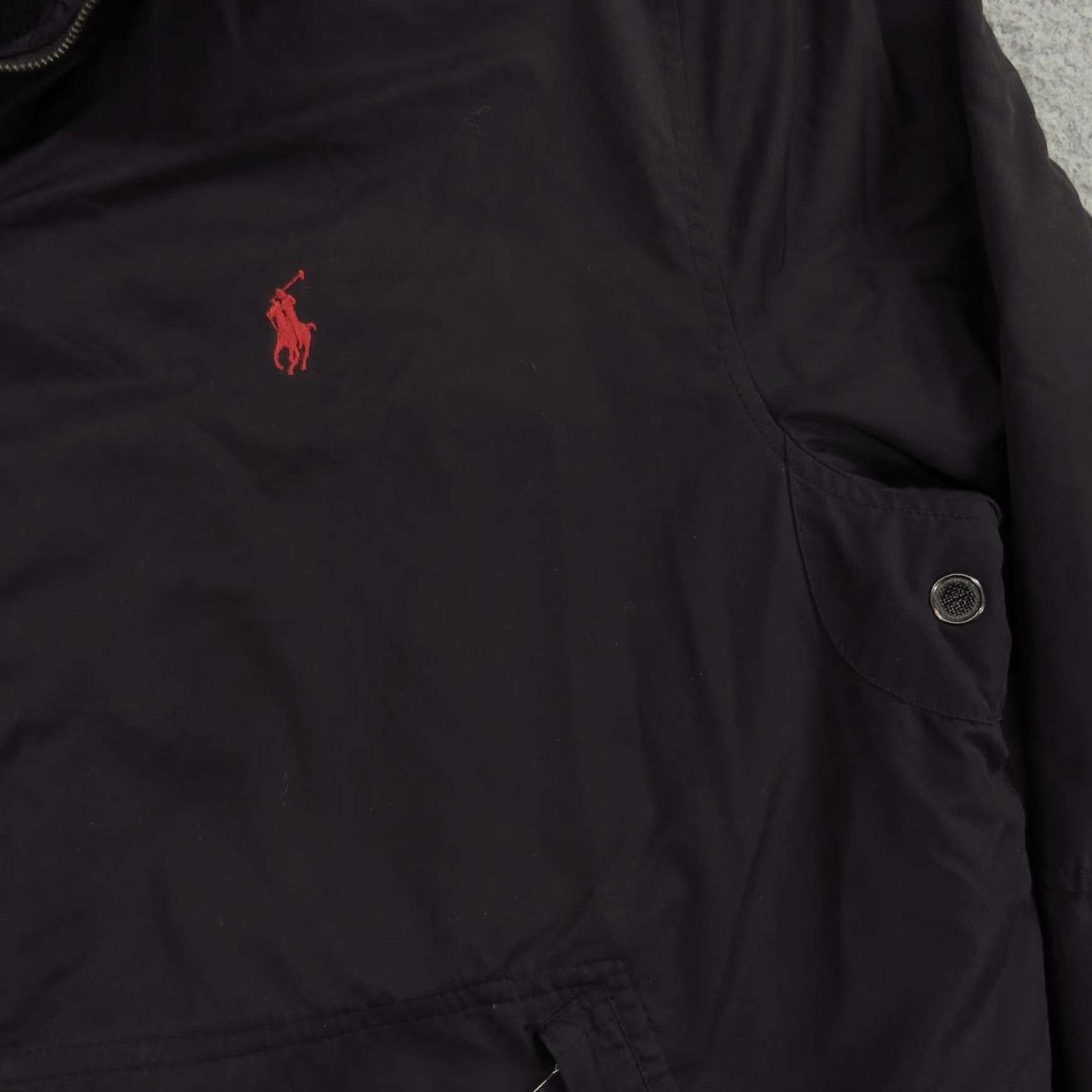 Polo Ralph Lauren VINTAGE Polo Ralph Lauren Jacket Mens XL Black Red Pony Fleece Lined Zip Up Hood Size US XL / EU 56 / 4 - 3 Thumbnail