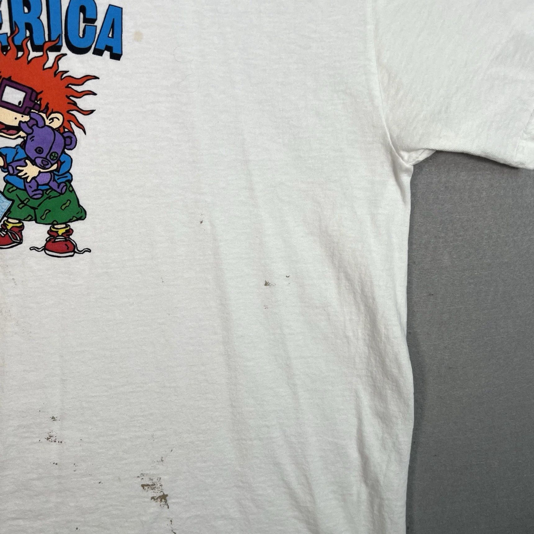 Delta VINTAGE 90s Nickelodeon Rugrats Discover America Shirt Adult XL White Mens Size US XL / EU 56 / 4 - 7 Thumbnail