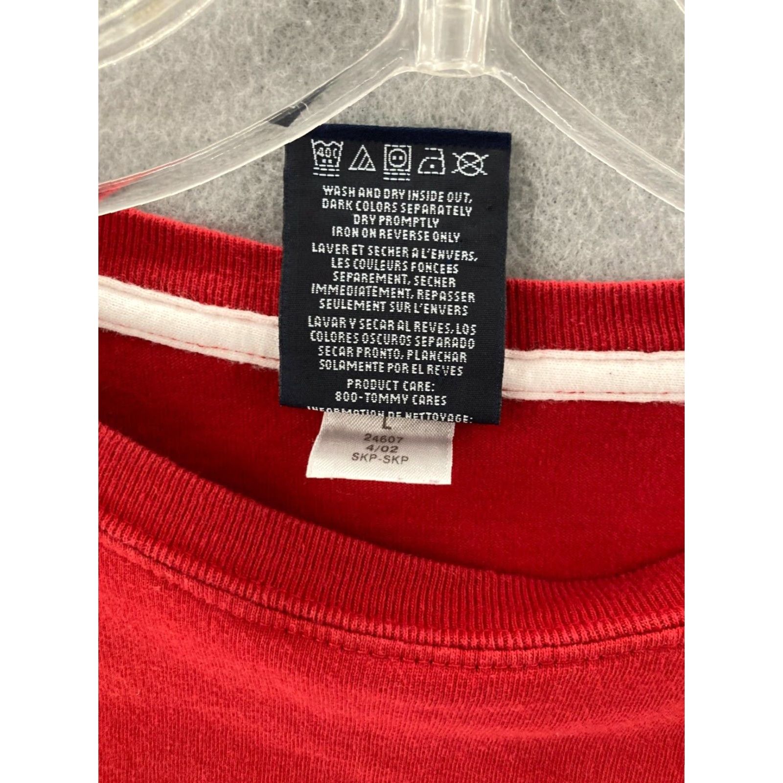 Tommy Hilfiger VINTAGE Tommy Hilfiger Shirt Mens Large Long Sleeve Polo Red 100% Cotton Logo Knit Polo Shirt Tommy Hilfiger Tommy Jeans Rugby Mens L Size US L / EU 52-54 / 3 - 7 Thumbnail