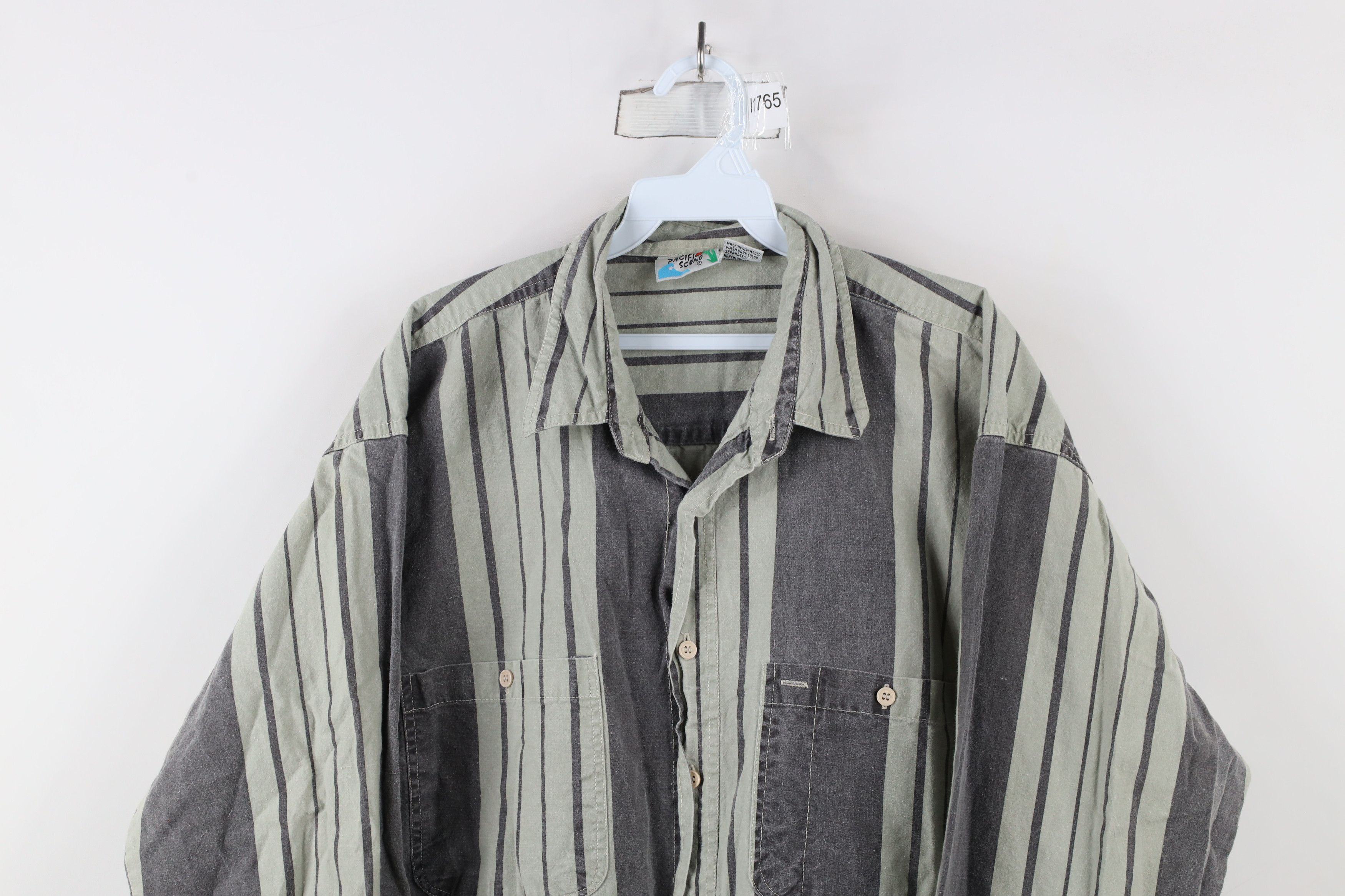 Vintage Vintage 90s Streetwear Stonewash Block Button Shirt Cotton Size US XL / EU 56 / 4 - 2 Thumbnail