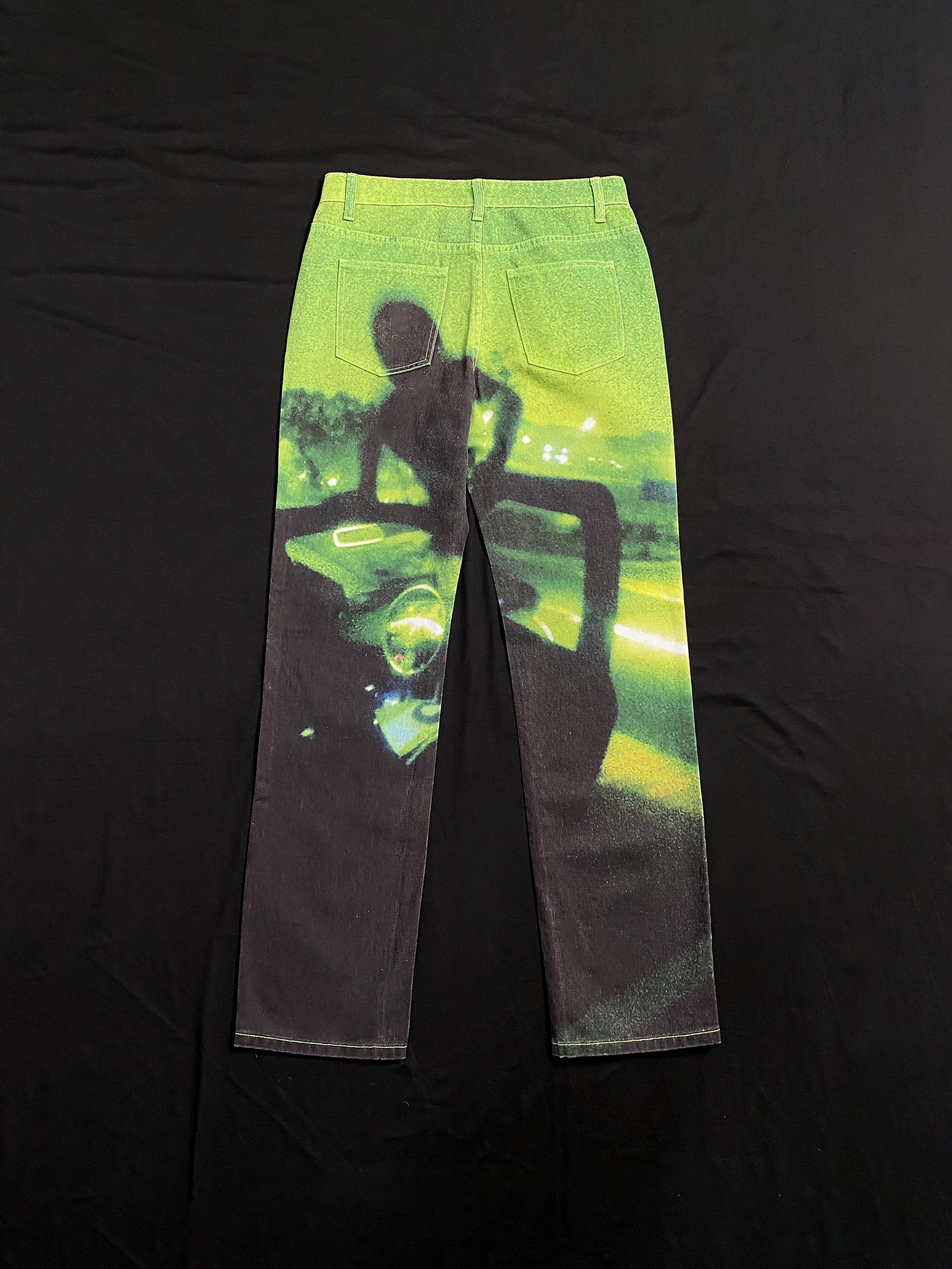 Other Deadstock Wonderful Night Dream Neon Green Print Jeans 30 Size US 30 / EU 46 - 4 Thumbnail