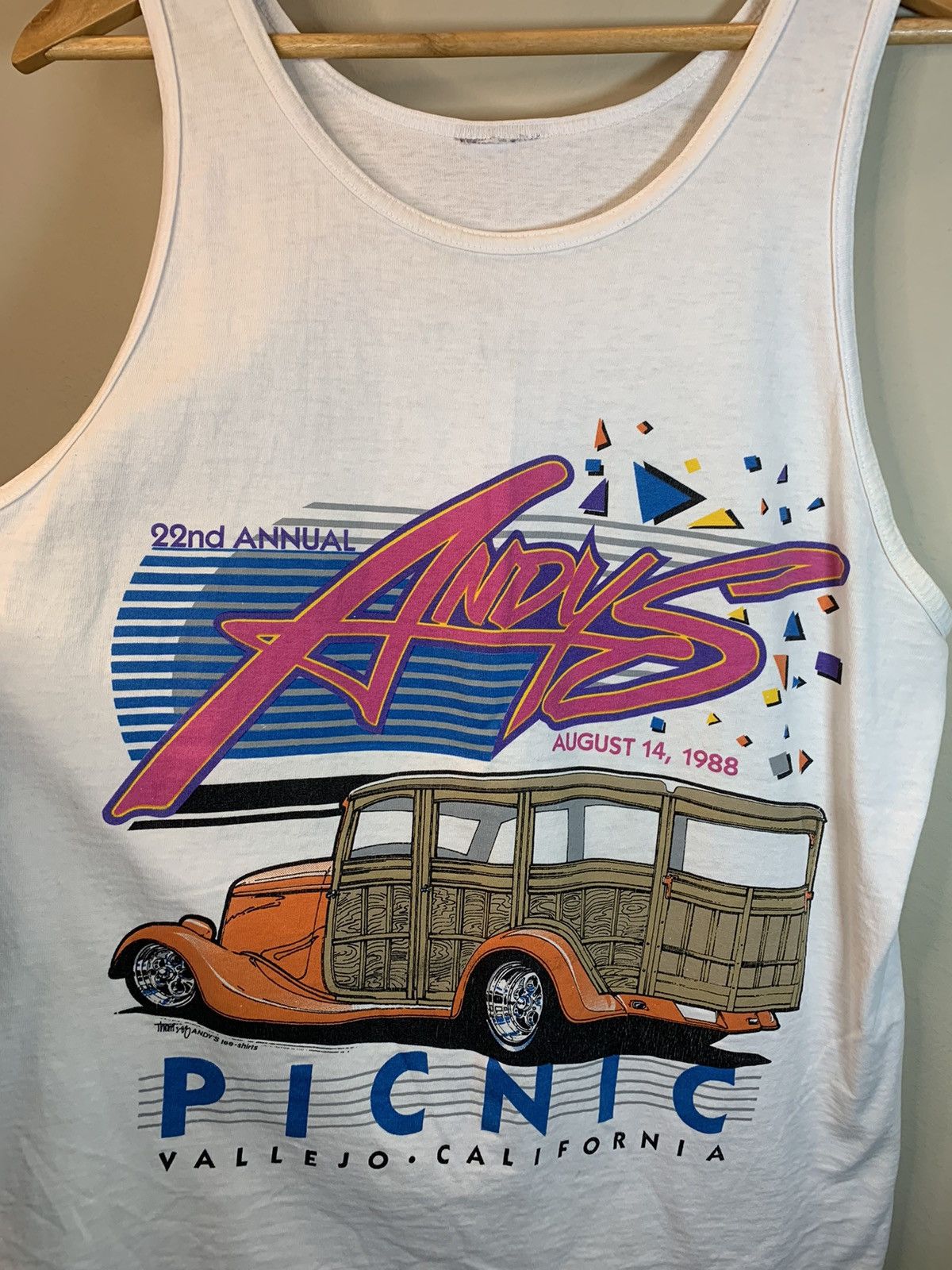 Vintage *RARE* Vintage 80’s Car Show Picnic Andy’s Vallejo Tank Top Size US L / EU 52-54 / 3 - 4 Thumbnail