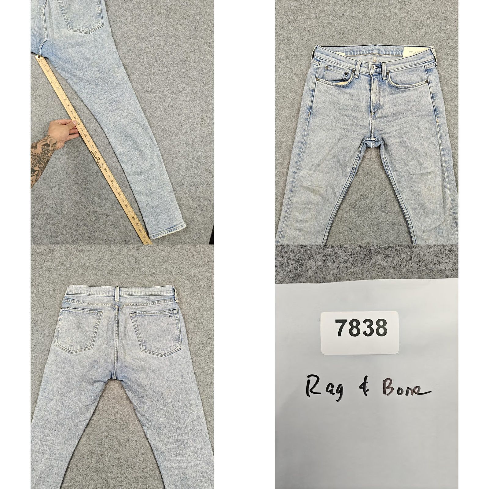 Rag & Bone Rag & Bone Jeans Mens 28x32 Light Wash Fit 1 Skinny Stretch Denim Pants Size US 28 / EU 44 - 8 Thumbnail