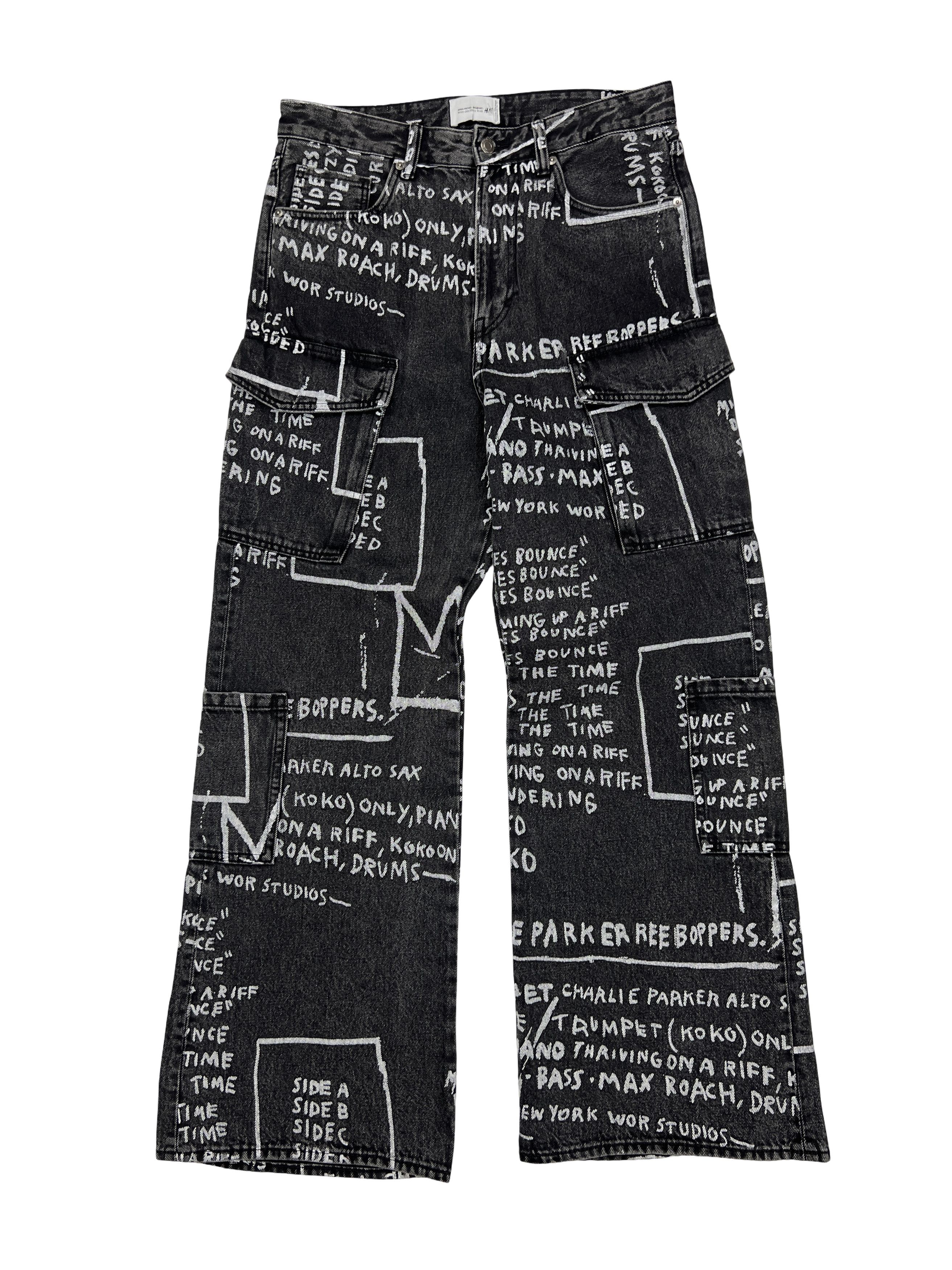 H&M × Jean-Michel Basquiat × Who Decides War H&M Jean Michel Basquiat Allover Printed Flared Denim Size US 32 / EU 48 - 1 Thumbnail