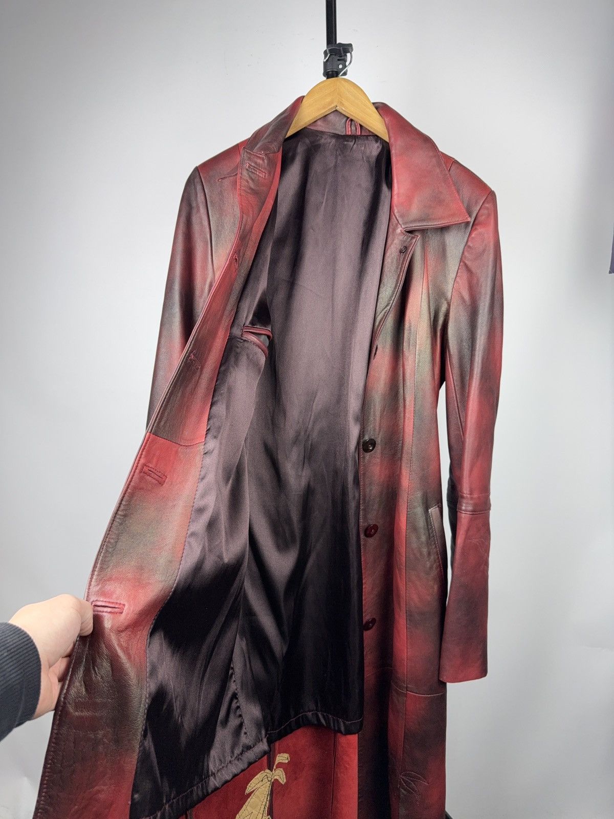 Japanese Brand 90s Y2K Avant-Garde Leather Coat Red Gradient Japan Western Size S / US 4 / IT 40 - 20 Thumbnail