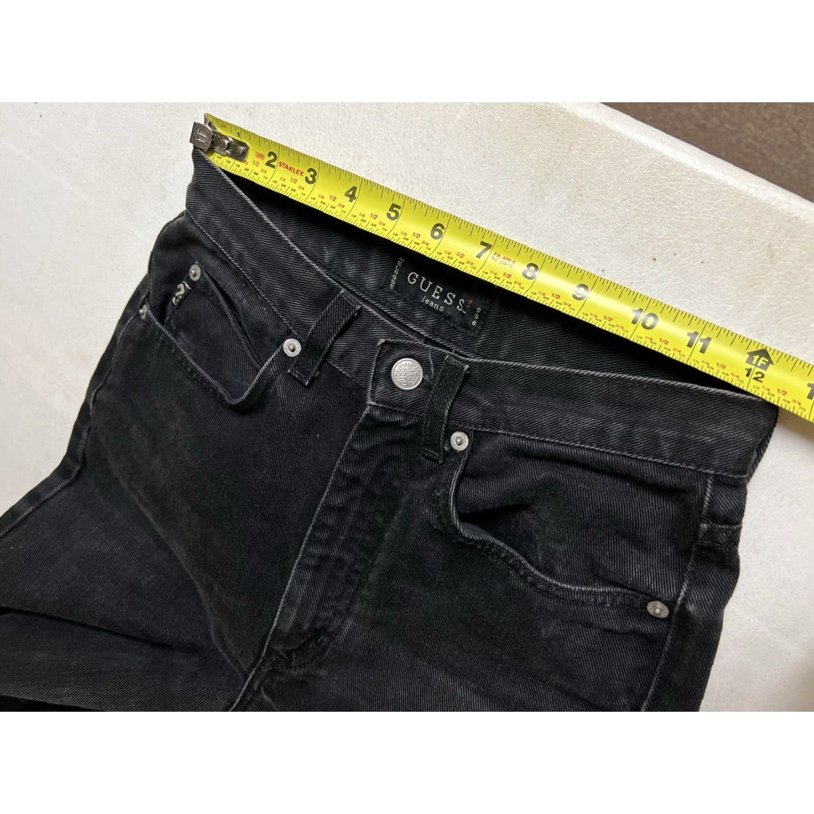 Guess VINTAGE GUESS Jeans Women Black Wash High Rise Skinny Ankle 27x31 5-Pocket Denim Rock USA 80s 90s Grunge Hipster Retro Modern Size 27" / US 4 / IT 40 - 7 Thumbnail