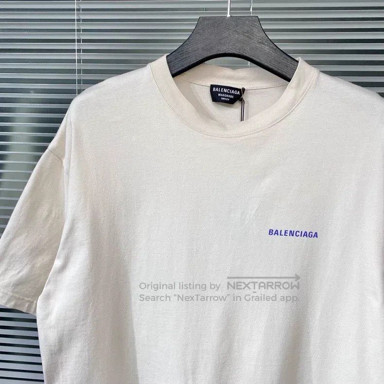 Balenciaga Balenciaga Beige Short Sleeve T-Shirt with Letter Print Lo Size US XL / EU 56 / 4 - 3 Thumbnail