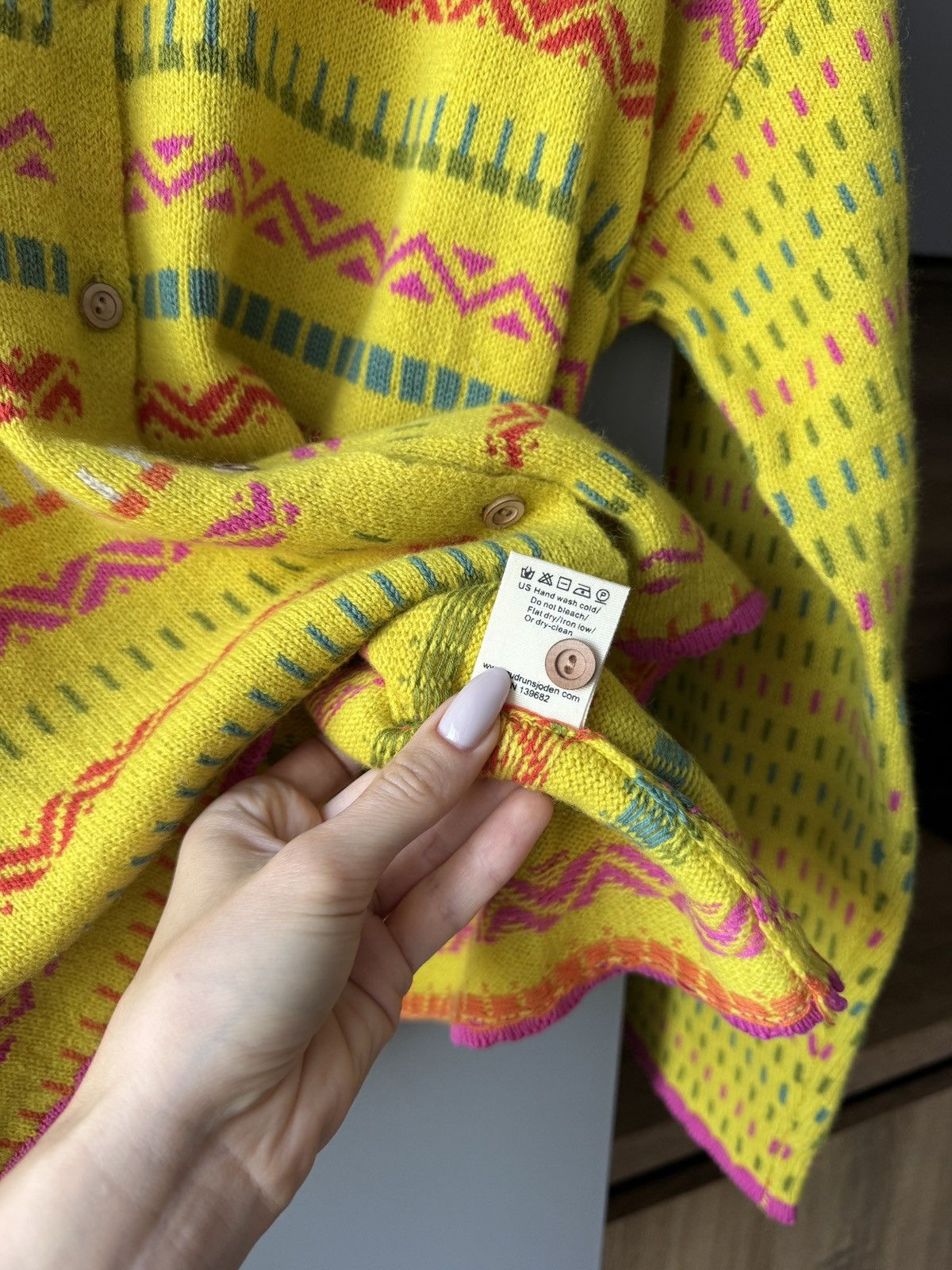 Gudrun Sjoden Güdrun Sjoden Scandinavian Wool Hemp Blend Ethnic Cardigan Size L / US 10 / IT 46 - 4 Thumbnail