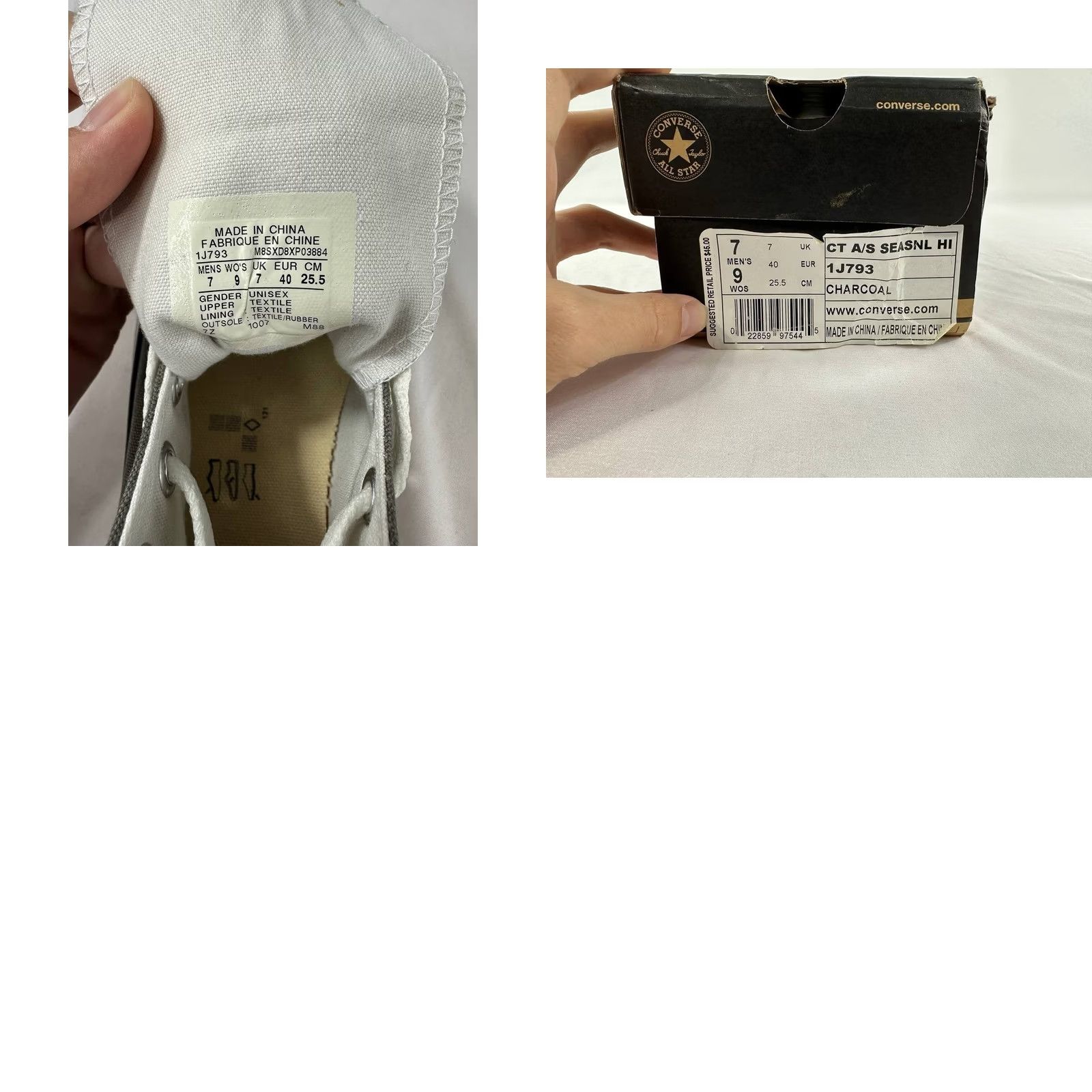 Converse Converse Chuck Taylor All Star Hi 'Charcoal' 1J793 Sneaker Men's Size 7 Worn Once Size US 7 / EU 40 - 8 Thumbnail