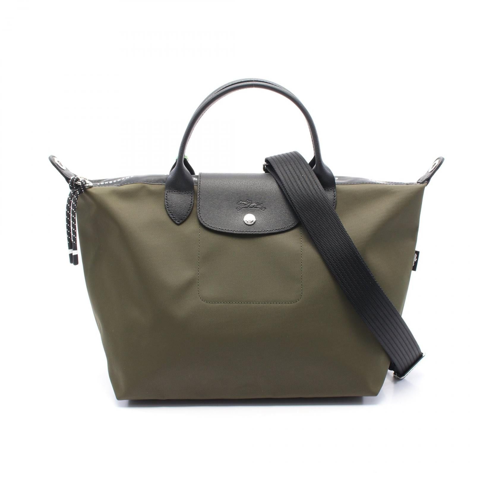 Longchamp Longchamp Le Preage Energy L Top Handle Handbag Tote Bag Canvas Leather Khaki Green Black Size ONE SIZE - 1 Thumbnail