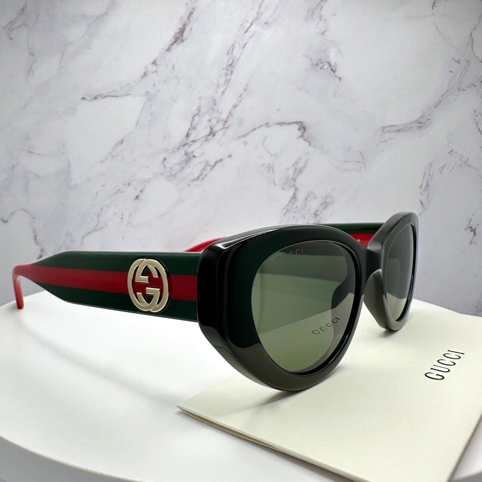 Gucci GUCCI Sunglasses Black Newest Collection Metal Logo Cat Eye Size ONE SIZE - 8 Thumbnail