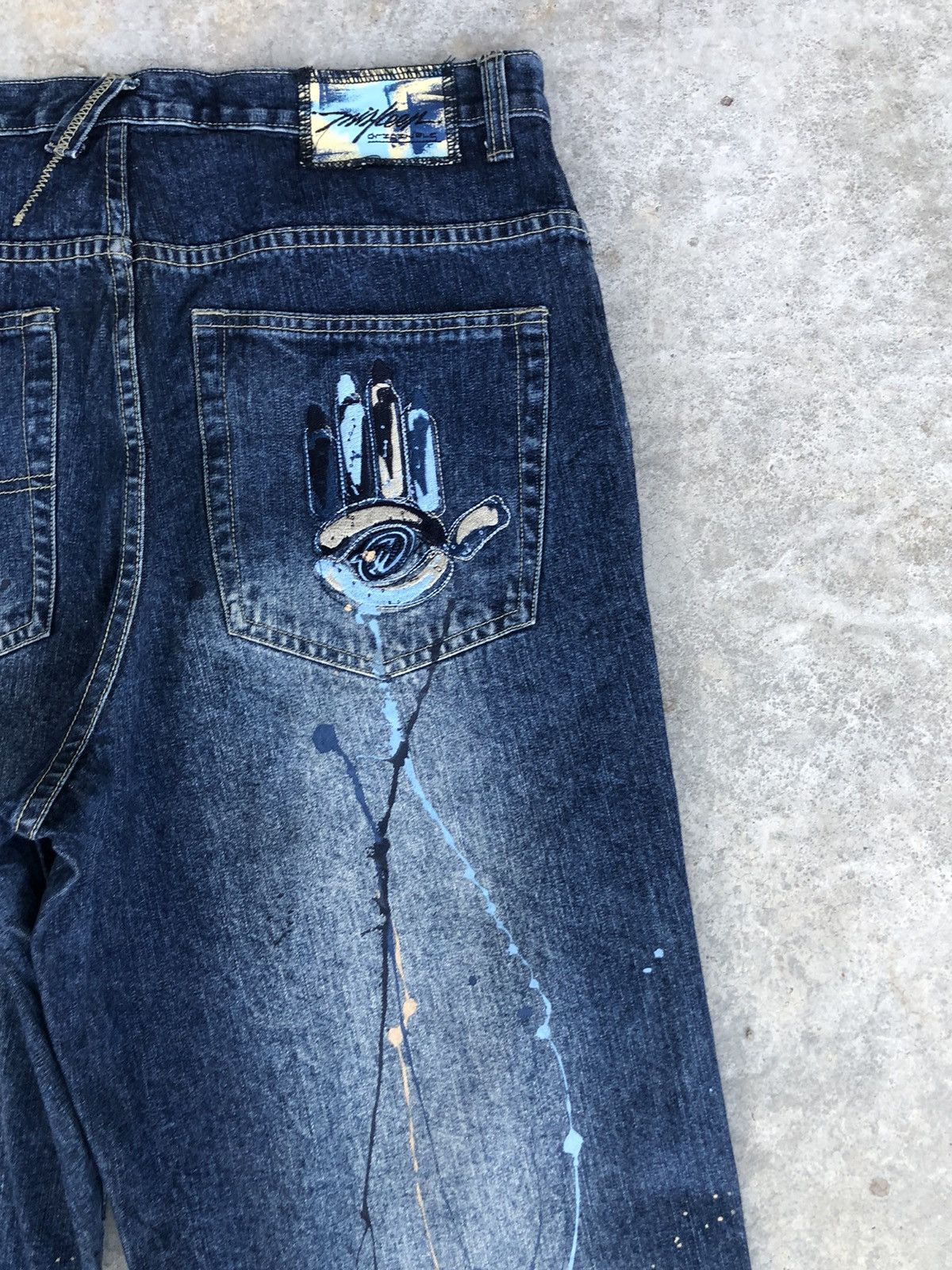 Vintage Miskeen Embroidered Logo Baggy Jeans Distressed Jeans Size US 36 / EU 52 - 10 Thumbnail