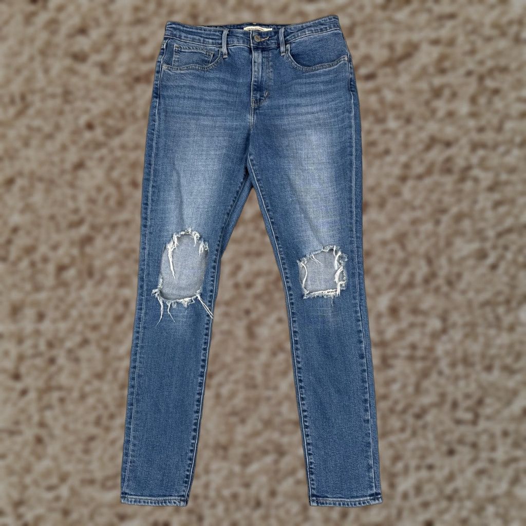 Levi's Levi's 721 High Rise Skinny Jeans Womens 30 Blue Distressed Denim Size 30" / US 8 / IT 44 - 1 Thumbnail