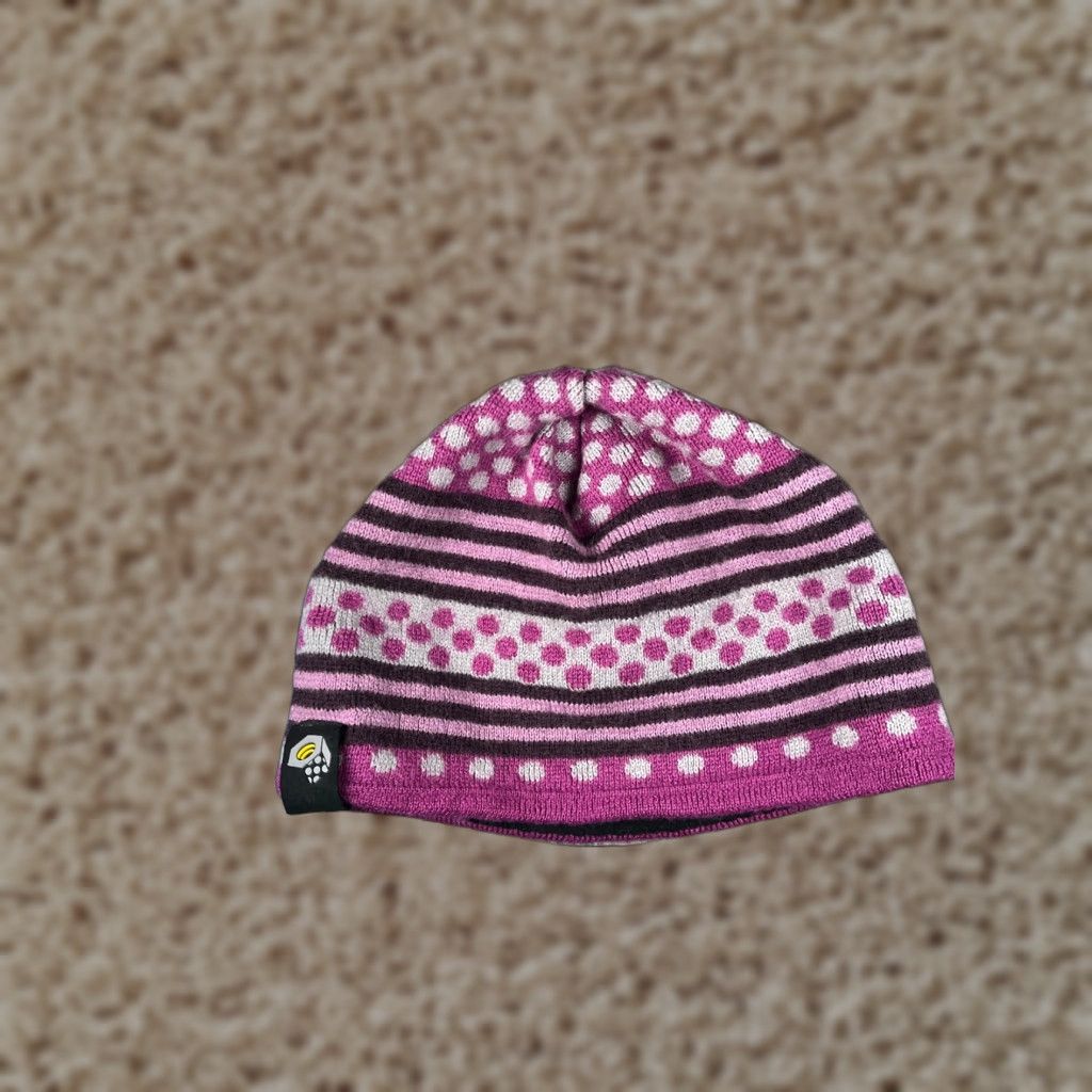 Pinko Beanie Hat Women One Size Pink Polka Dot Stripe Knit Acrylic Polyester Lined Ski Beanie Size ONE SIZE - 1 Thumbnail