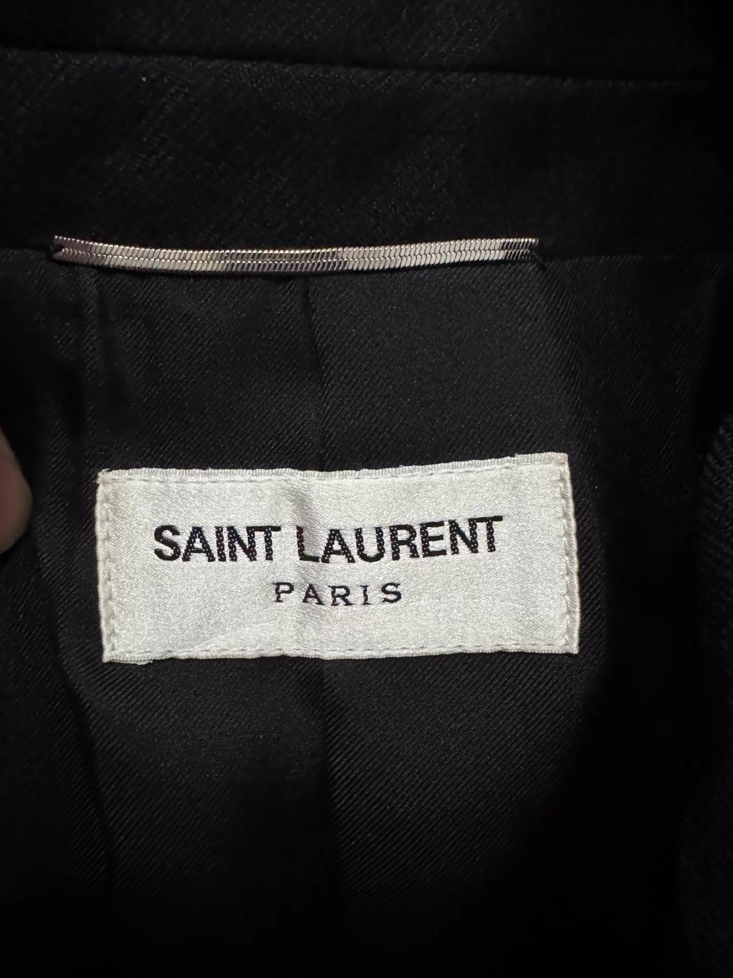 Saint Laurent Paris SLP 19SS Black Striped Double-Breasted Peak Lapel Suit Size 46R - 5 Thumbnail