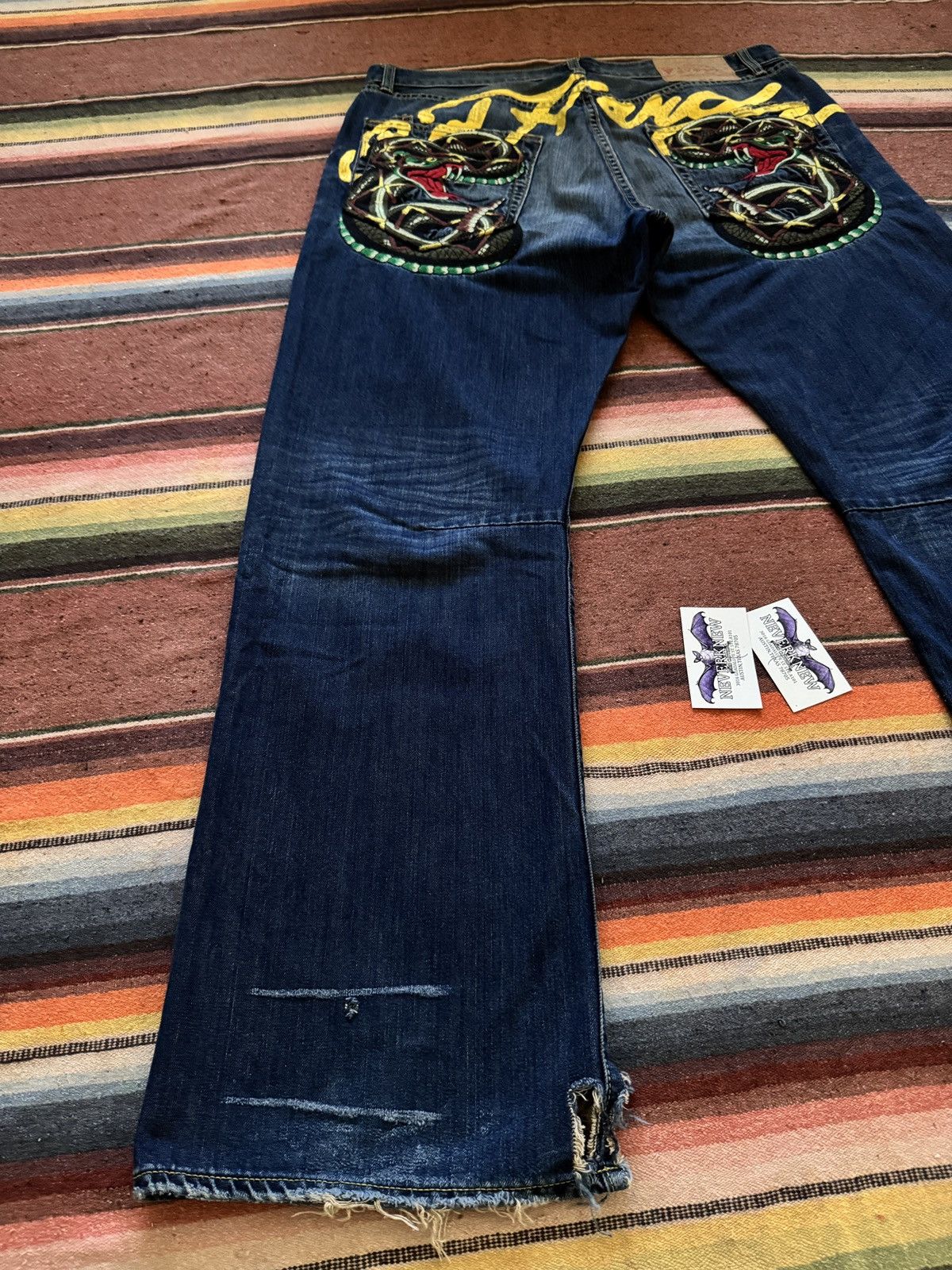 Ed Hardy Y2K 2009 Ed Hardy Rattlesnake Denim Baggy Jeans Size US 40 / EU 56 - 3 Thumbnail