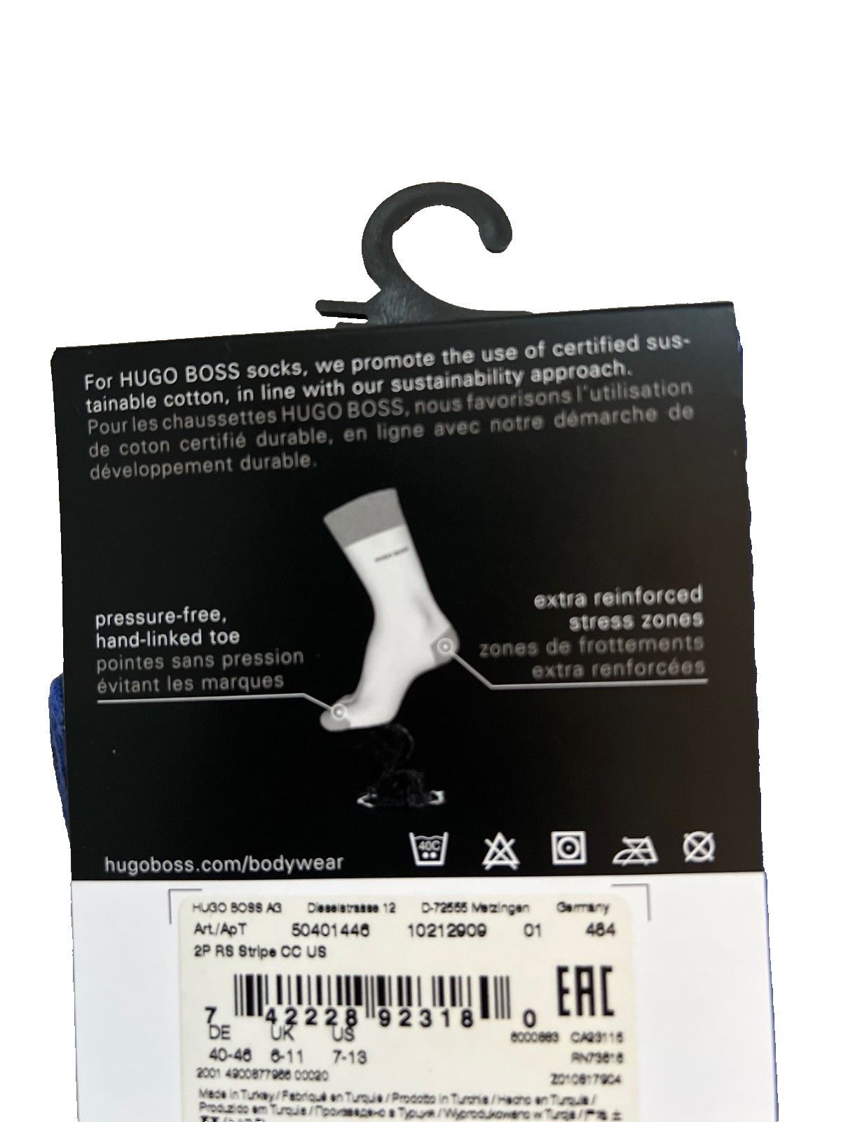 Hugo Boss HUGO by Hugo Boss Set of 2 Striped Branded Socks Blue Size ONE SIZE - 2 Thumbnail