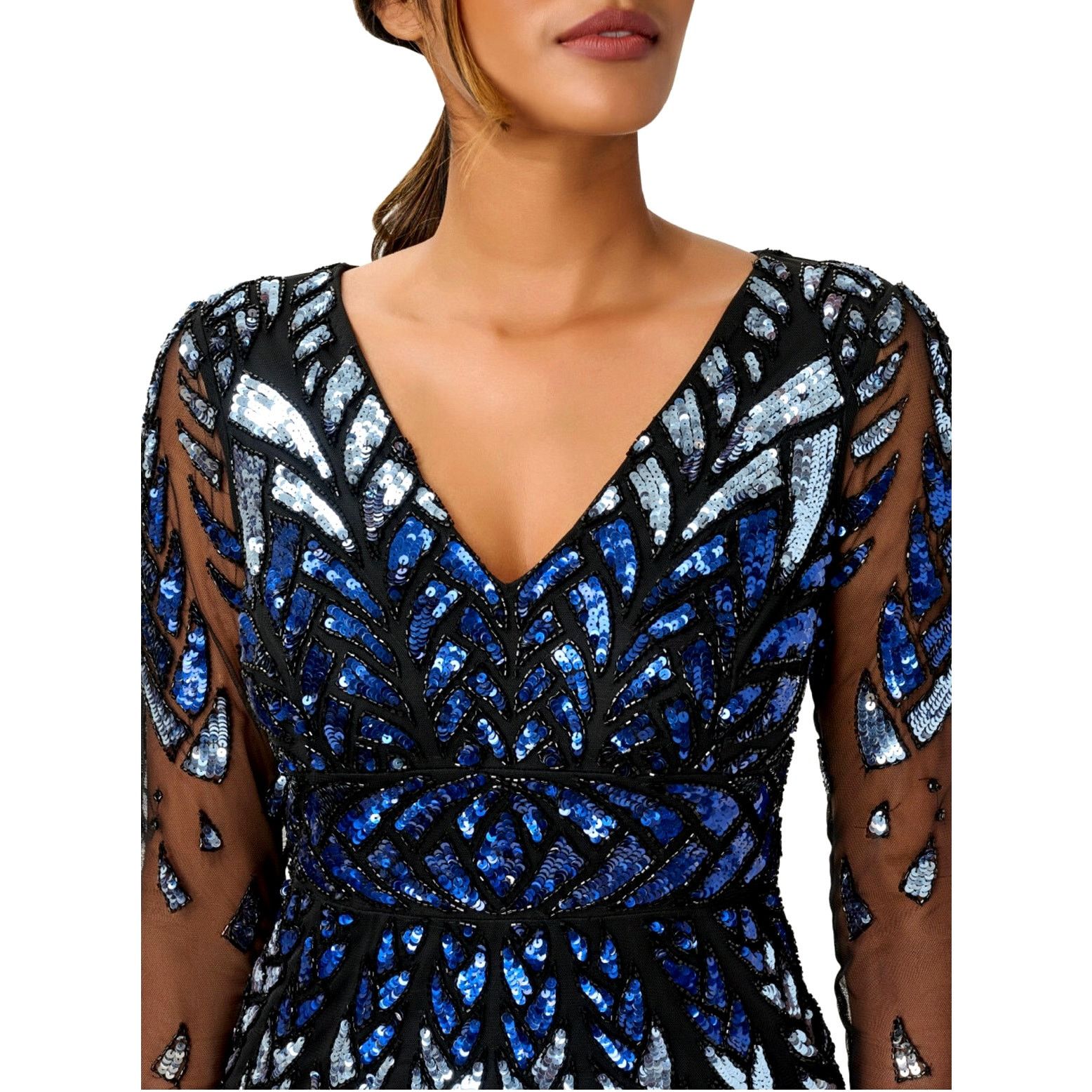 Adrianna Papell Adrianna Papell Lng Sleeve Beaded Sparkling Cocktail Dress 8 Size M / US 6-8 / IT 42-44 - 3 Thumbnail