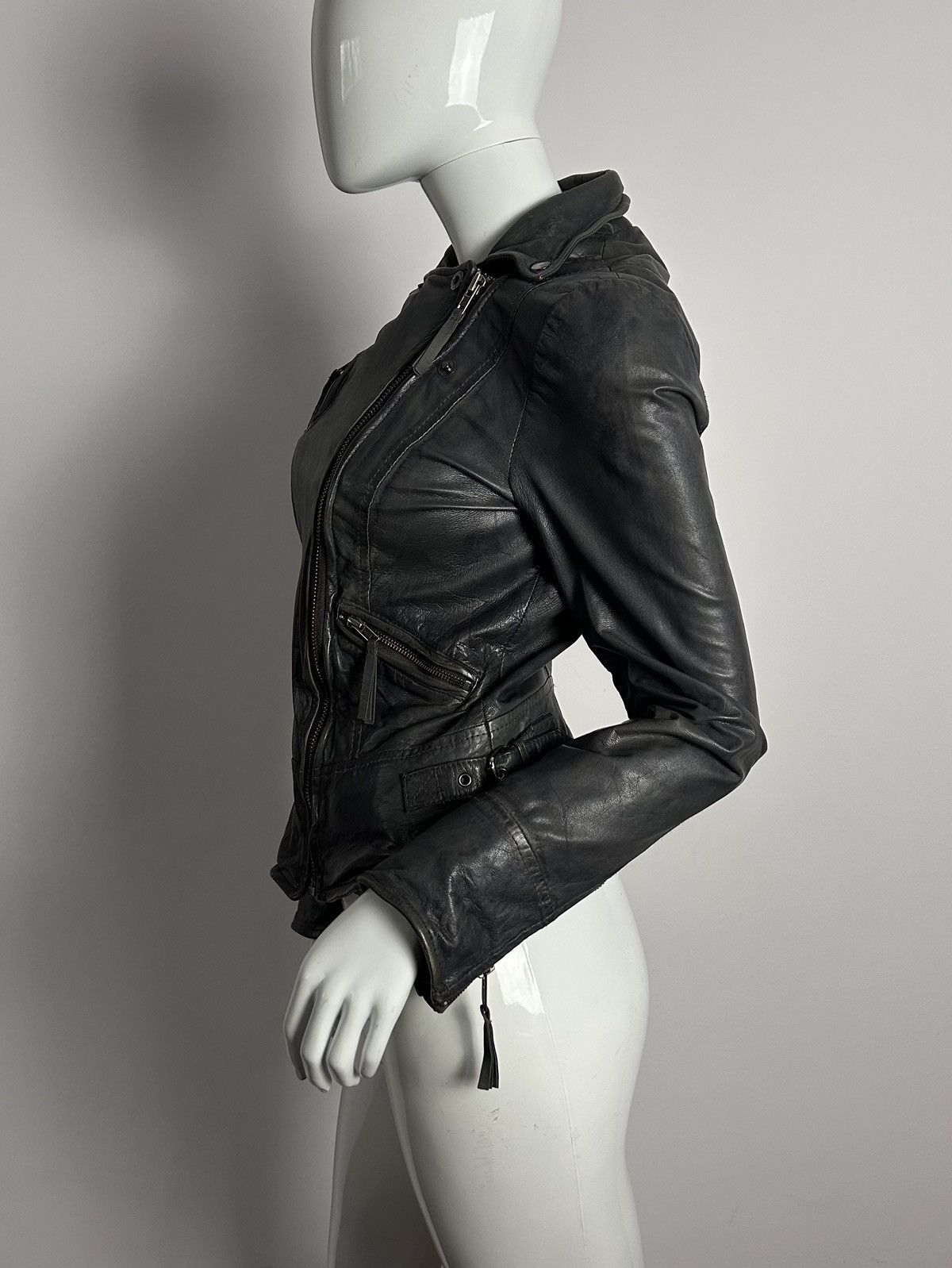 Other Vintage distressed biker asymmetric leather jacket Size S / US 4 / IT 40 - 3 Thumbnail