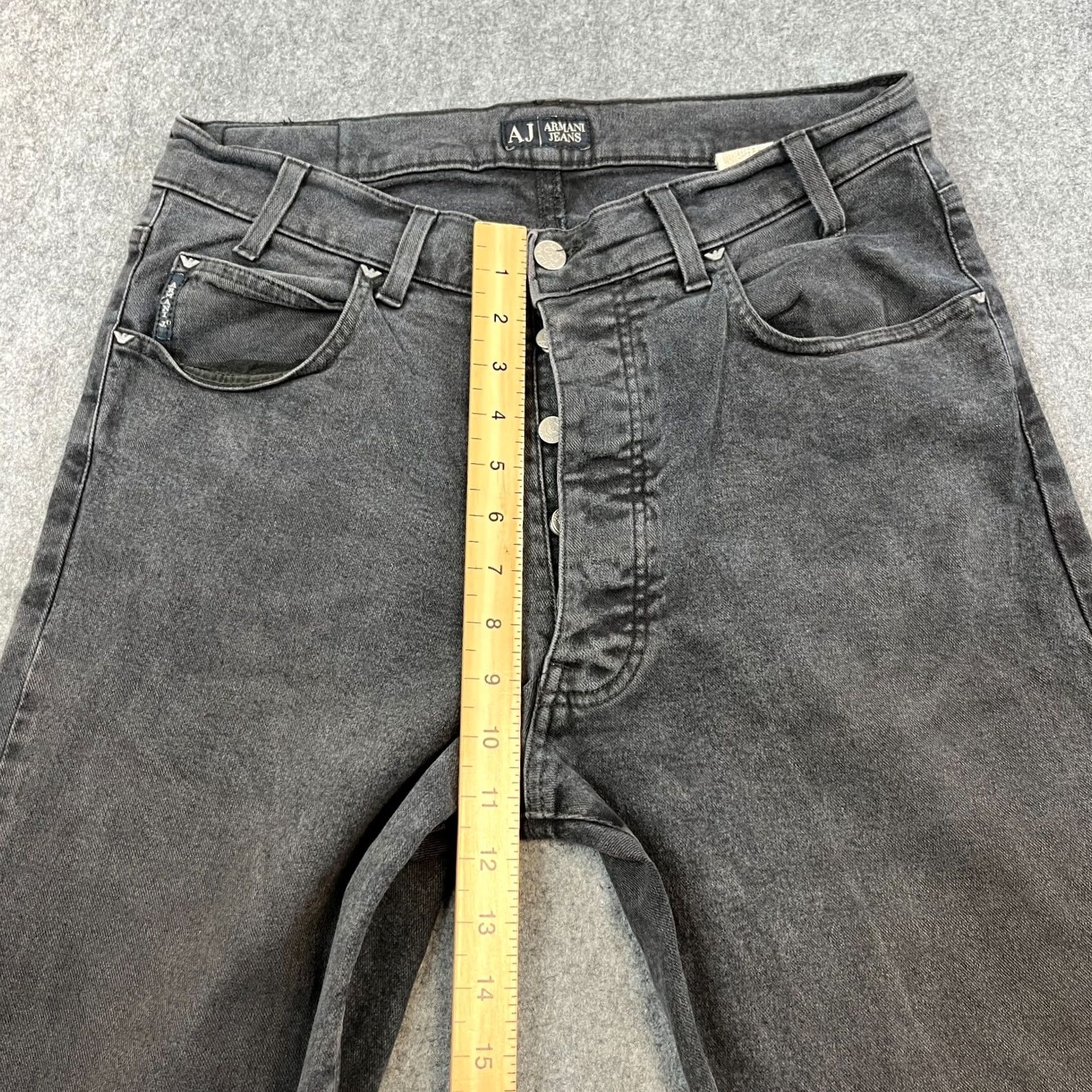 Vintage Armani Jeans Jeans Regular Tapered 30 32 Charcoal Grey Vintage Italy Mens 5-Pocket Denim Cotton Elastan Stretch Size US 30 / EU 46 - 5 Thumbnail