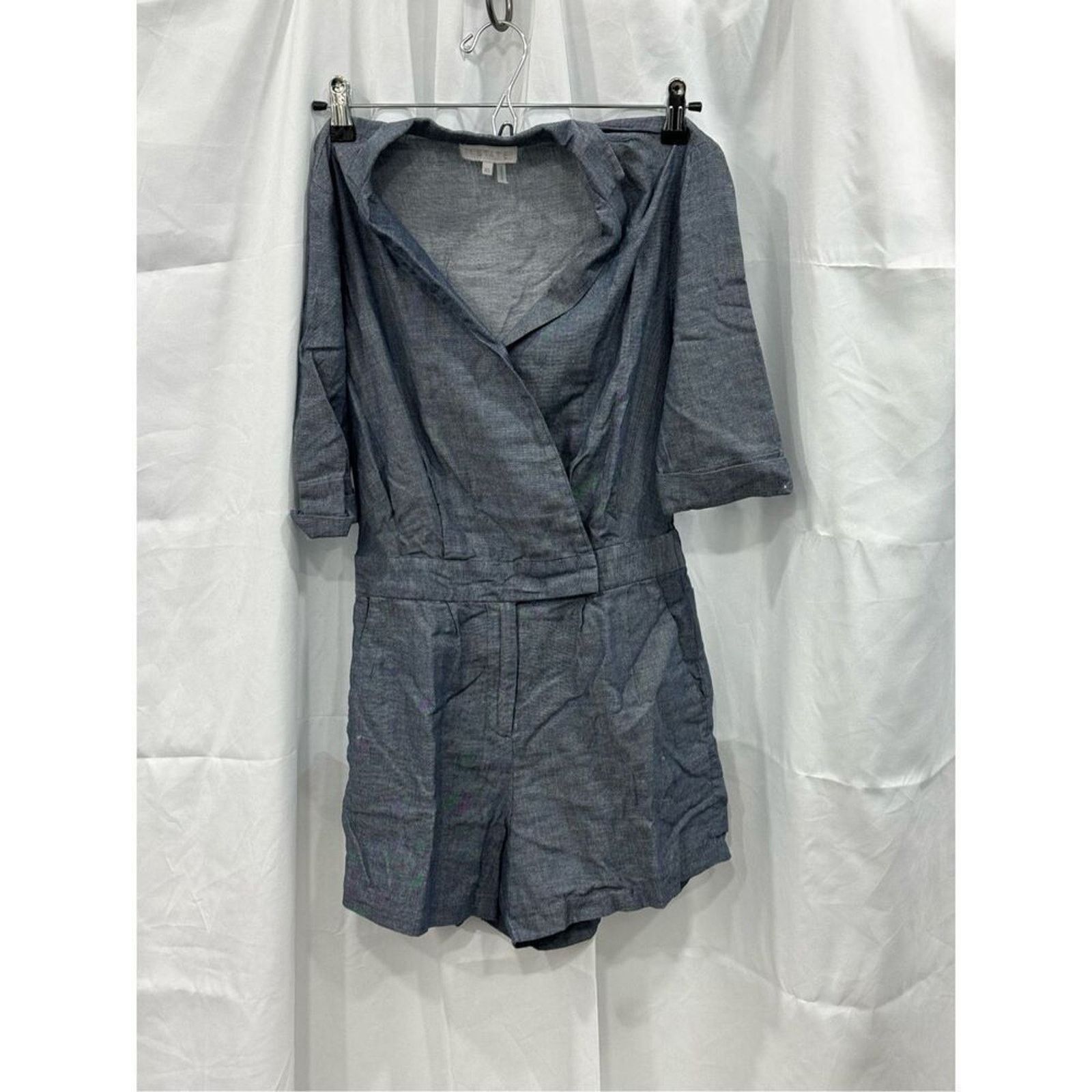 Other 1.state Chambray Short Sleeve V-Neck Romper | Sz XS Size 26" / US 2 / IT 38 - 2 Thumbnail