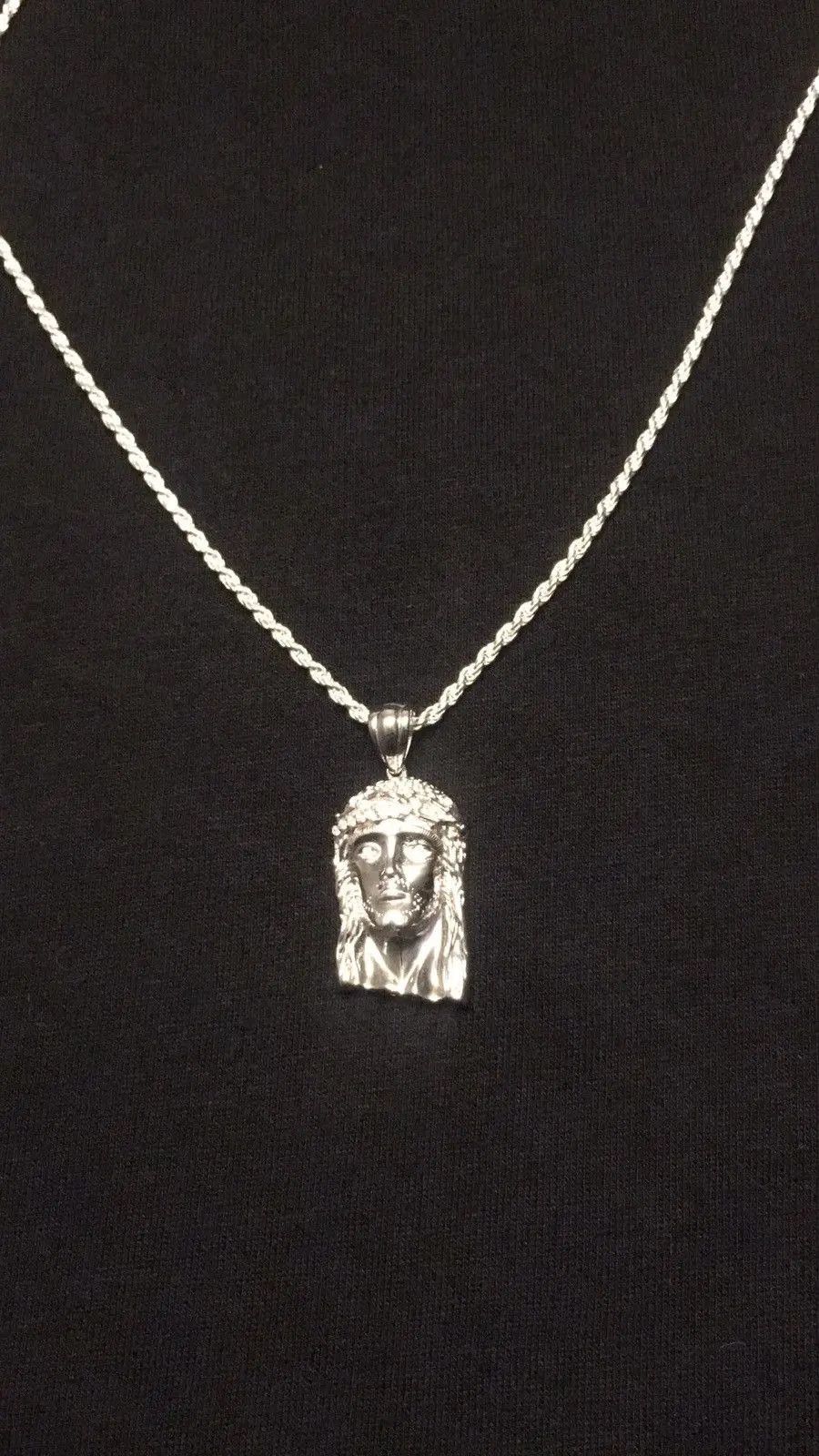 Other Solid Silver Chain Rope Chain 20in 2mm And Jesus Piece Set Size ONE SIZE - 4 Thumbnail