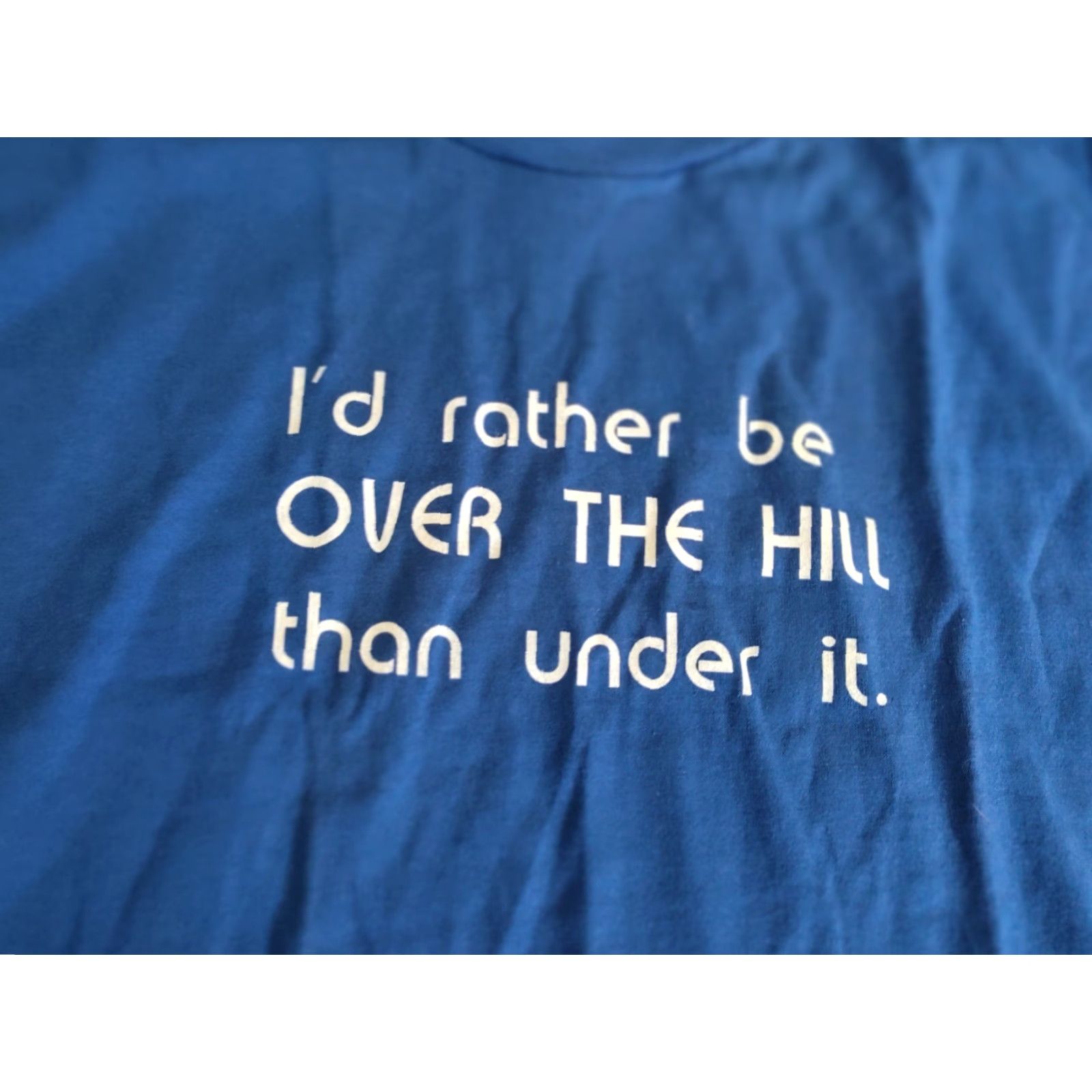 Jerzees VINTAGE 1980s JERZEES Graphic T-Shirt Size XL Unisex Blue Over The Hill Funny Tee Made in USA Size US L / EU 52-54 / 3 - 3 Thumbnail