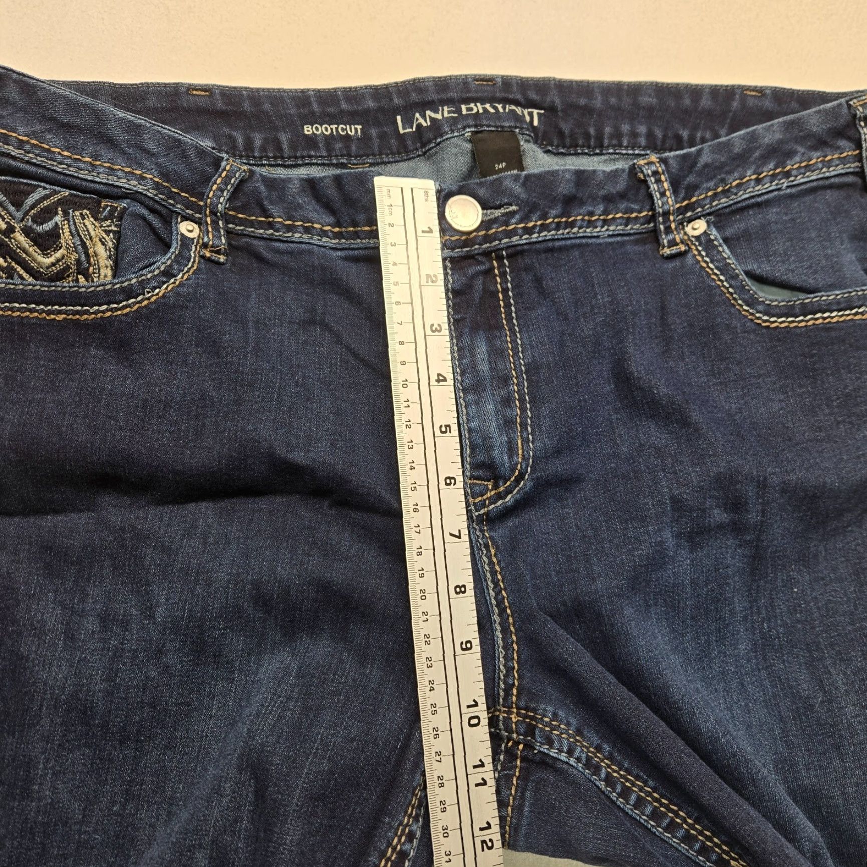 Vintage Lane Bryant Jeans Women Size 24P Blue Slim Boot Straight Genius Fit 5 Pockets Size 42" / US 20 - 6 Thumbnail