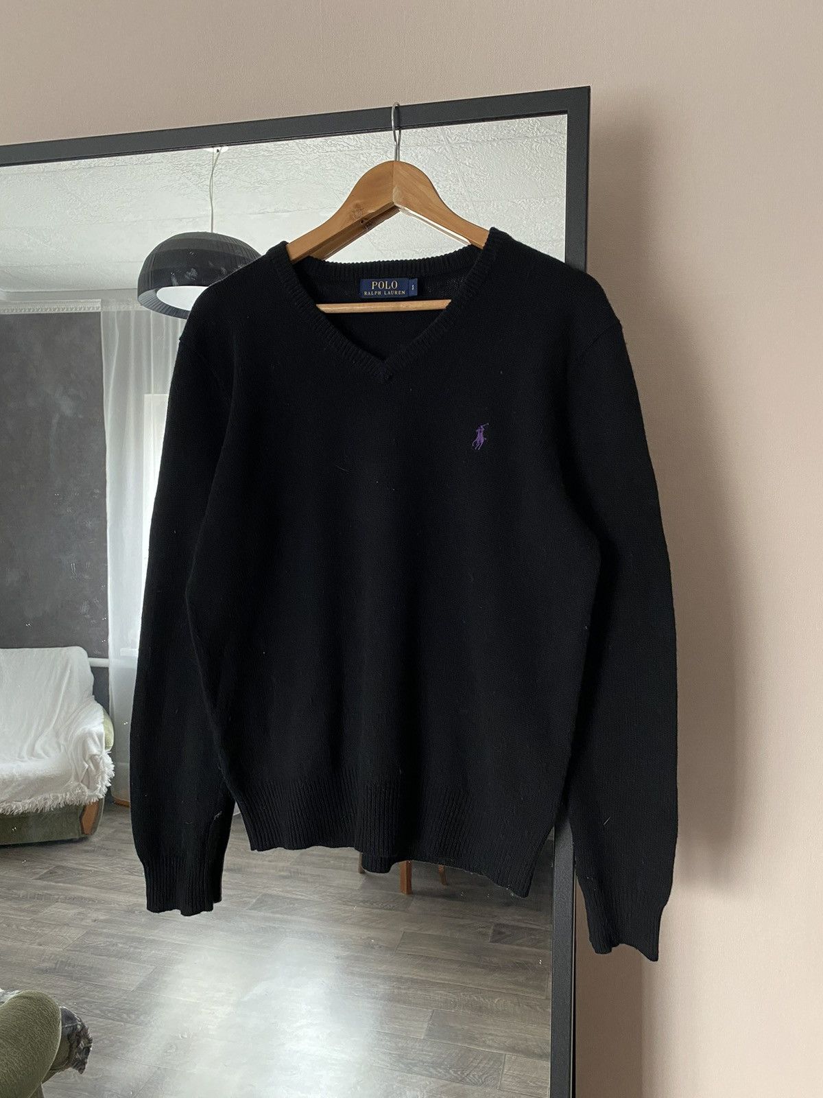 Polo Ralph Lauren Polo Ralph Lauren Crewneck Black Wool Sweater Purple Pony Size US S / EU 44-46 / 1 - 1 Thumbnail