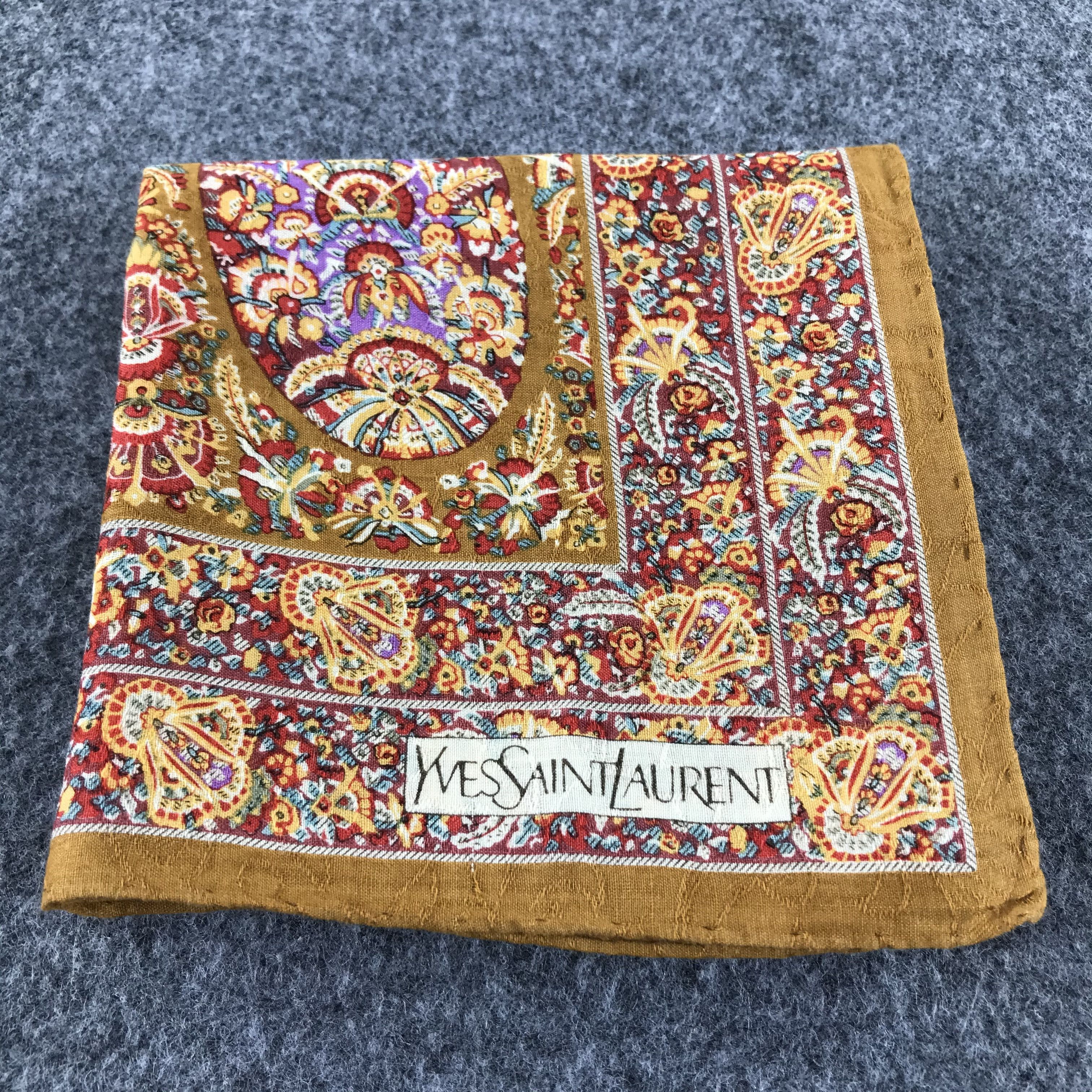 Yves Saint Laurent YSL Luxury Paisley Handkerchief Neckerchief Bandana H513 Size ONE SIZE - 6 Thumbnail