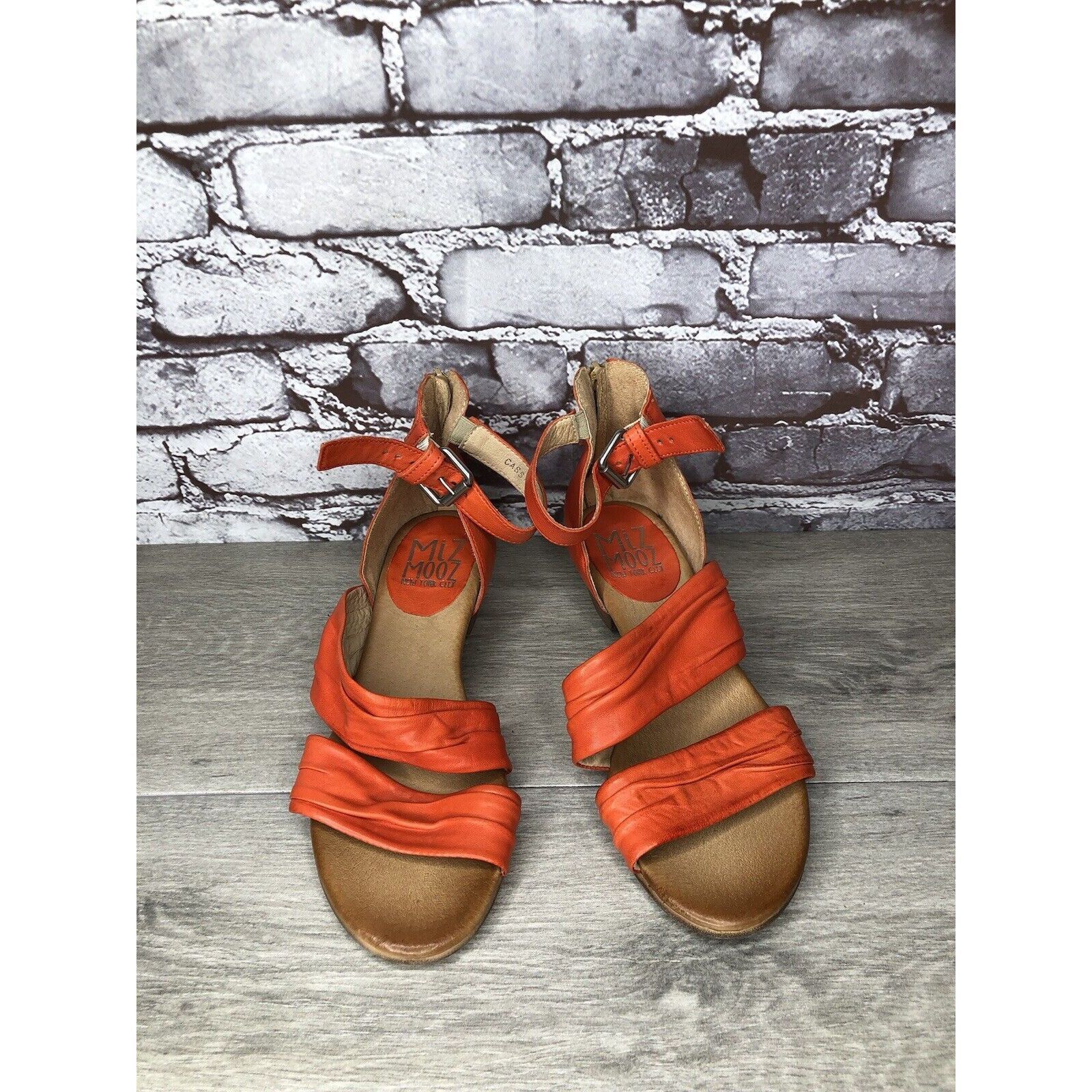 Other Miz Mooz Cassie Orange Leather Ankle Strap Heeled Sandals Wo Size US 8.5 / IT 38.5 - 1 Thumbnail