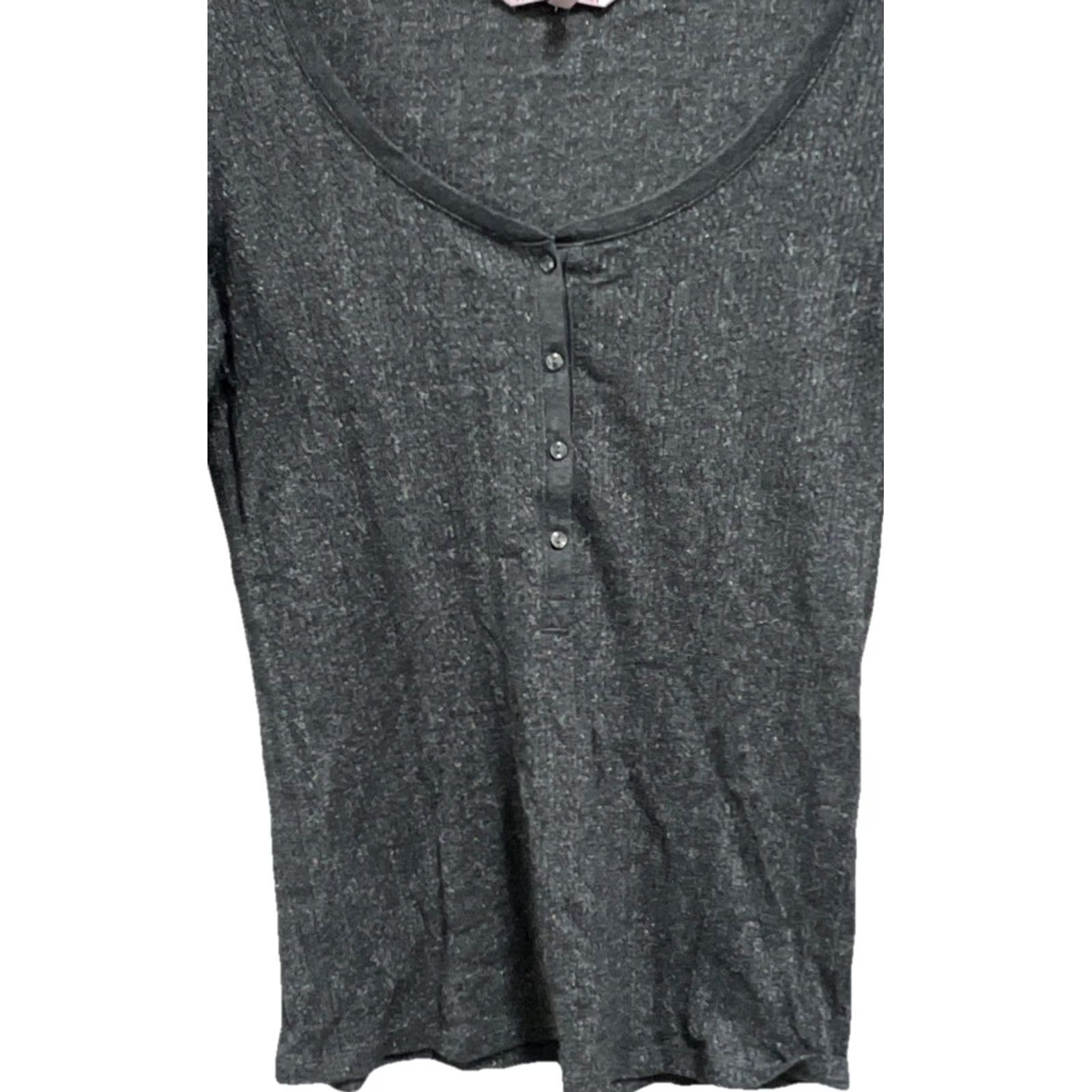 Victoria's Secret Victoria’s Secret Henley Top M Women Long Sleeve Gray Shimmer Metallic Y2K Lounge Blouse Size M / US 6-8 / IT 42-44 - 3 Thumbnail