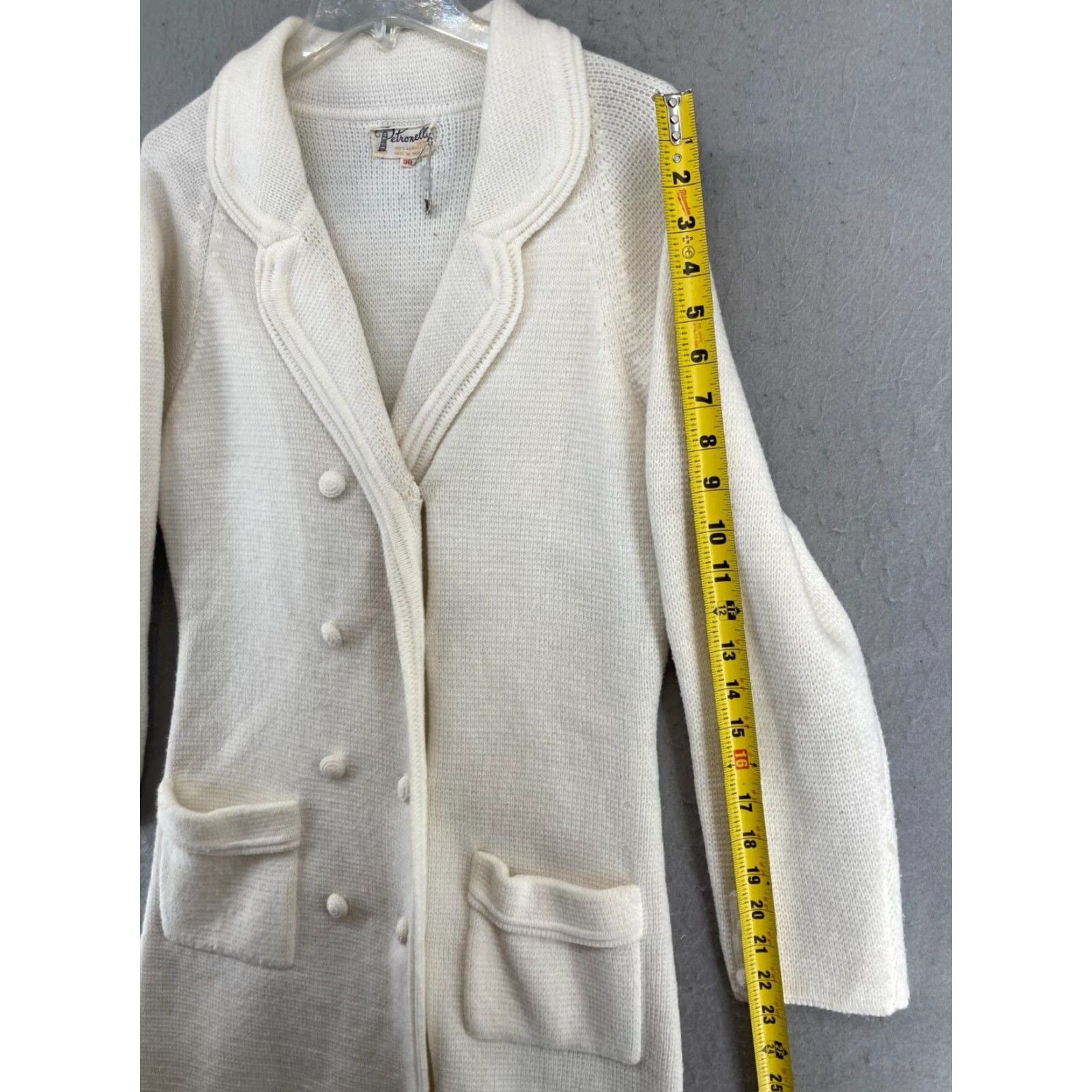 Vintage VINTAGE Petronelli Cardigan Womens 38 White Pockets Duster 80s 70s Classic Knit Cardigan Womens Size XS / US 0-2 / IT 36-38 - 4 Thumbnail