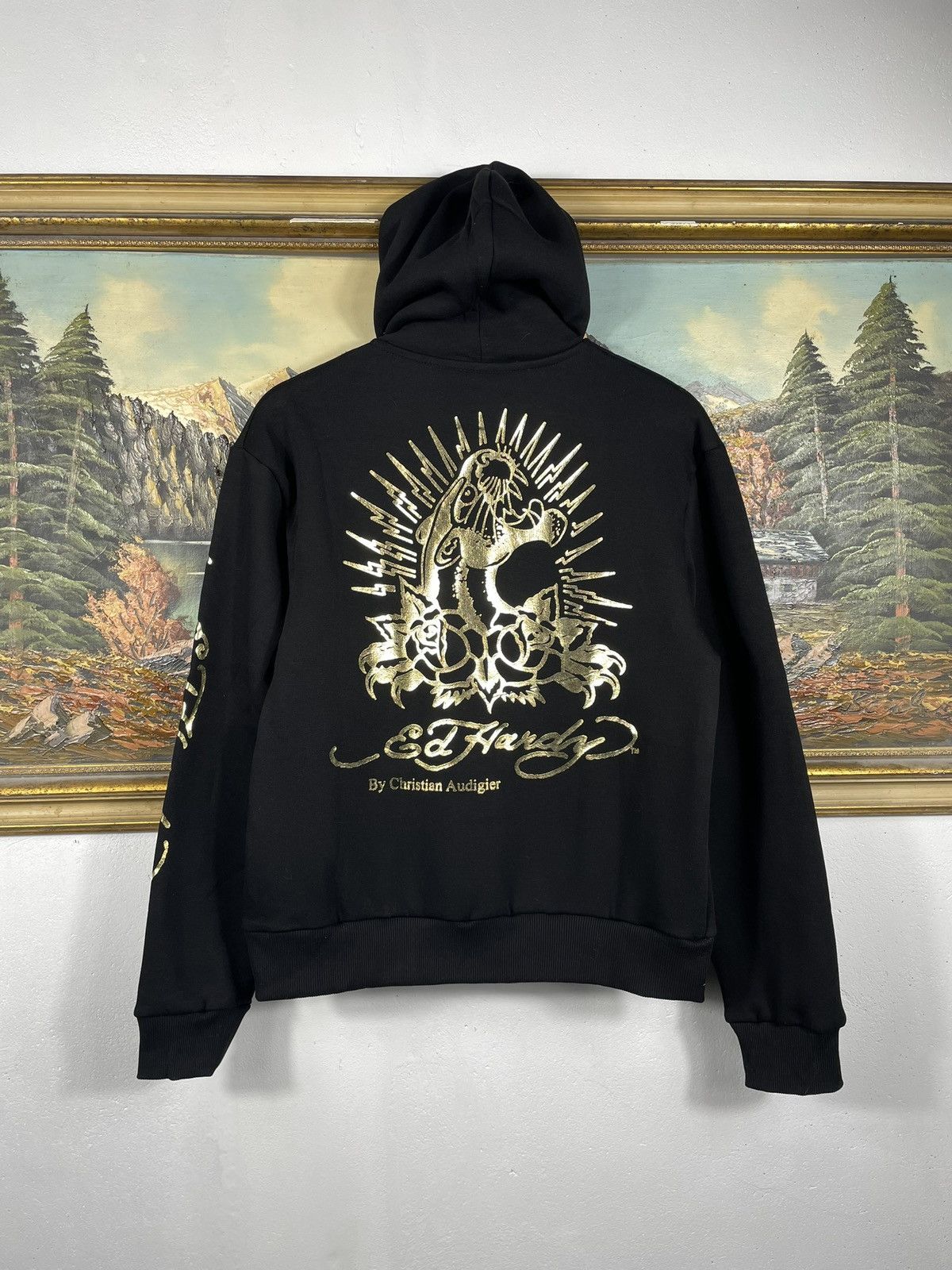 Christian Audigier × Ed Hardy × Vintage Ed Hardy Retro 00s Hoodie Sweatshirt Affliction Grunge Size M / US 6-8 / IT 42-44 - 1 Thumbnail