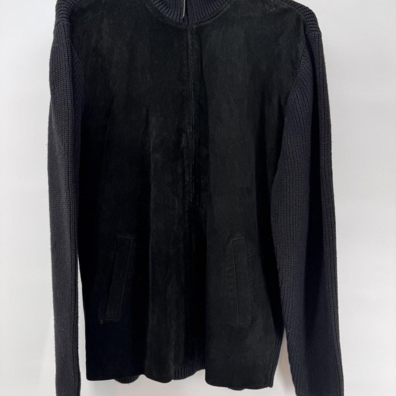 Liz Claiborne Claiborne Luxe Men’s XL Suede Front Knit Sleeve Zip Jacket Size US XL / EU 56 / 4 - 1 Thumbnail
