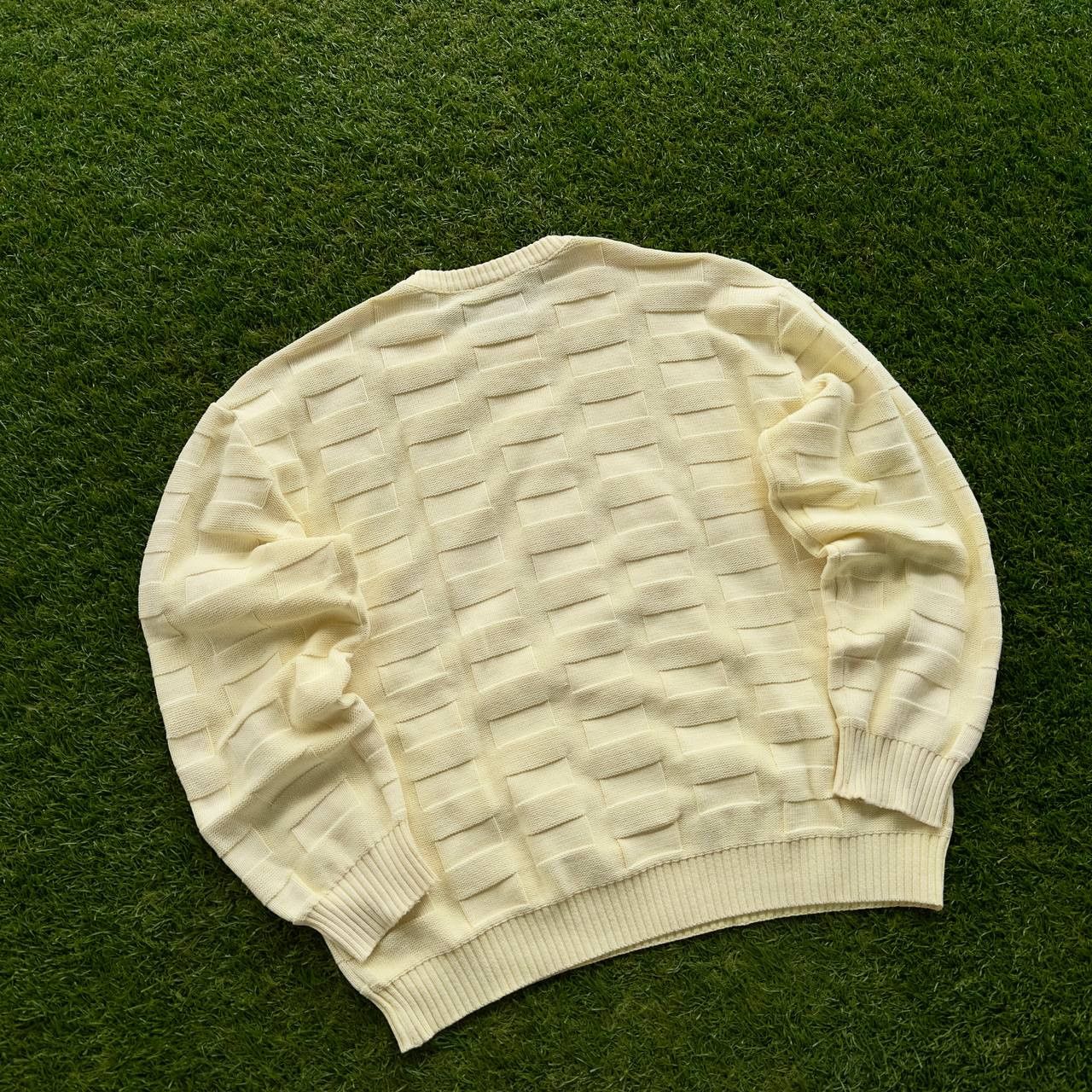 90s VINTAGE LACOSTE BEIGE KNIT SWEATER MADE IN FRANCE