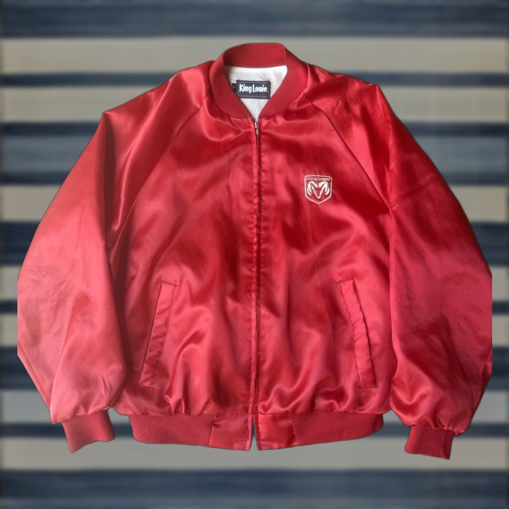 Vintage VINTAGE King Louie Bomber Jacket Red Satin 80s Dodge Ram Promo Long Sleeve Men’s Large Size US L / EU 52-54 / 3 - 1 Thumbnail
