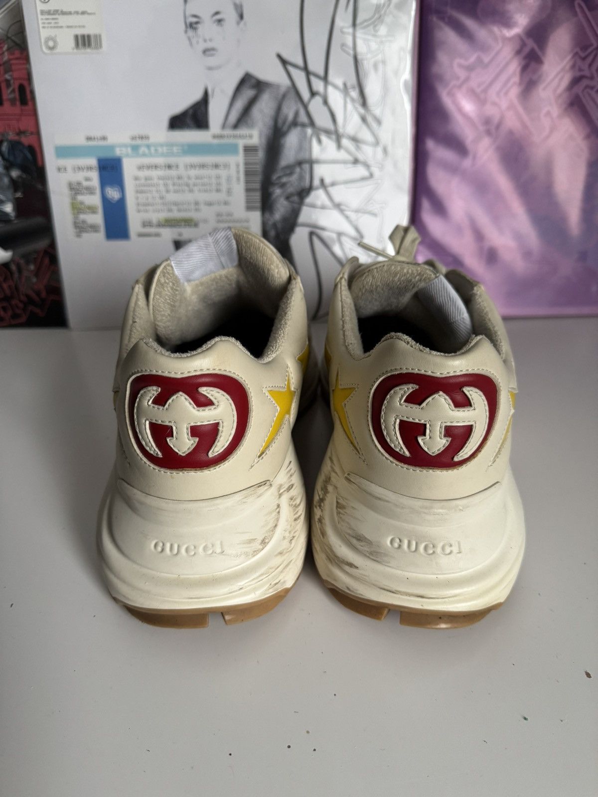 Gucci Gucci Rhyton Star Leather Sneakers Cream Yellow Luxury Size US 8.5 / EU 41-42 - 7 Thumbnail