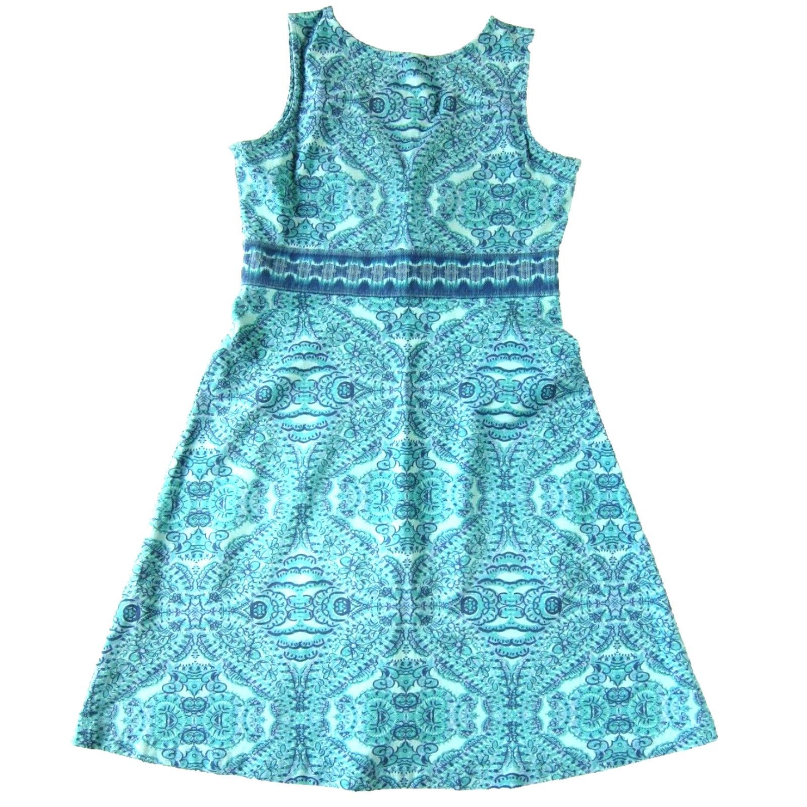 Life is Good Life Is Good Blue Floral Paisley Stretch Sleeveless V-Neck Sheath Tank Dress 6 Size M / US 6-8 / IT 42-44 - 2 Thumbnail