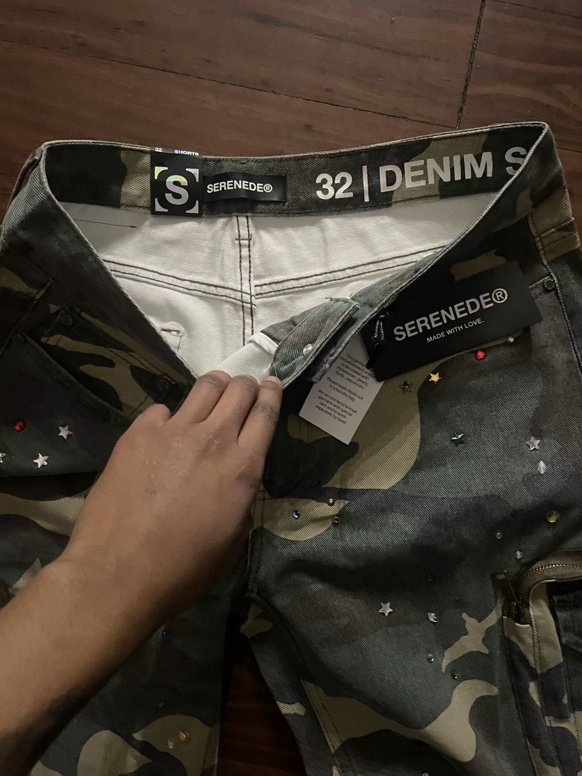 Other CACHE - Faded Camo Denim Shorts Size 32" / US 10 / IT 46 - 4 Thumbnail
