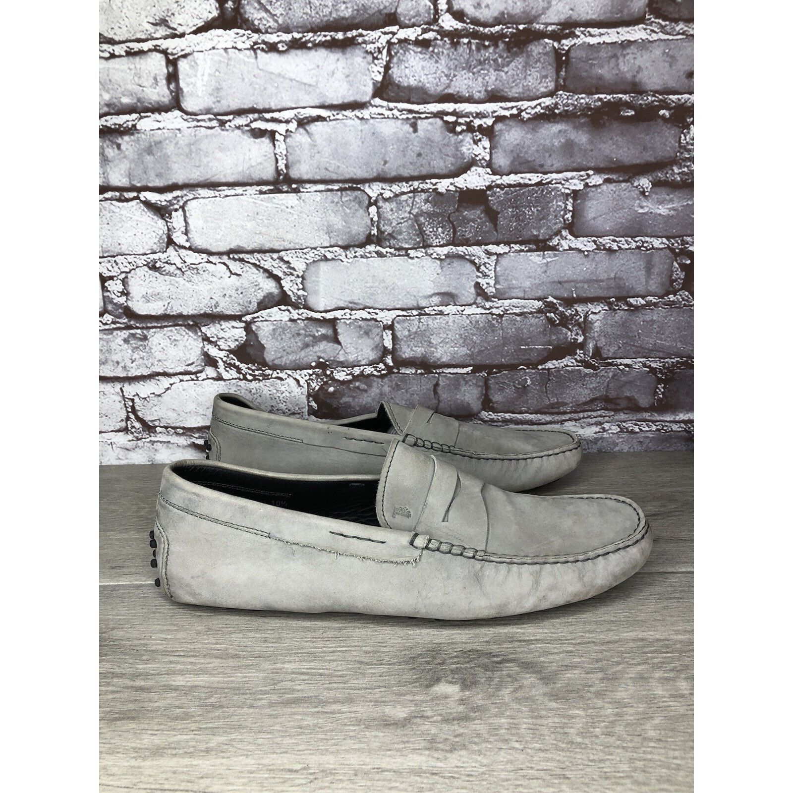 Tod's Tods Gray Suede Leather Penny Gommino Driving Loafers Shoes Size US 10.5 / EU 43-44 - 18 Thumbnail