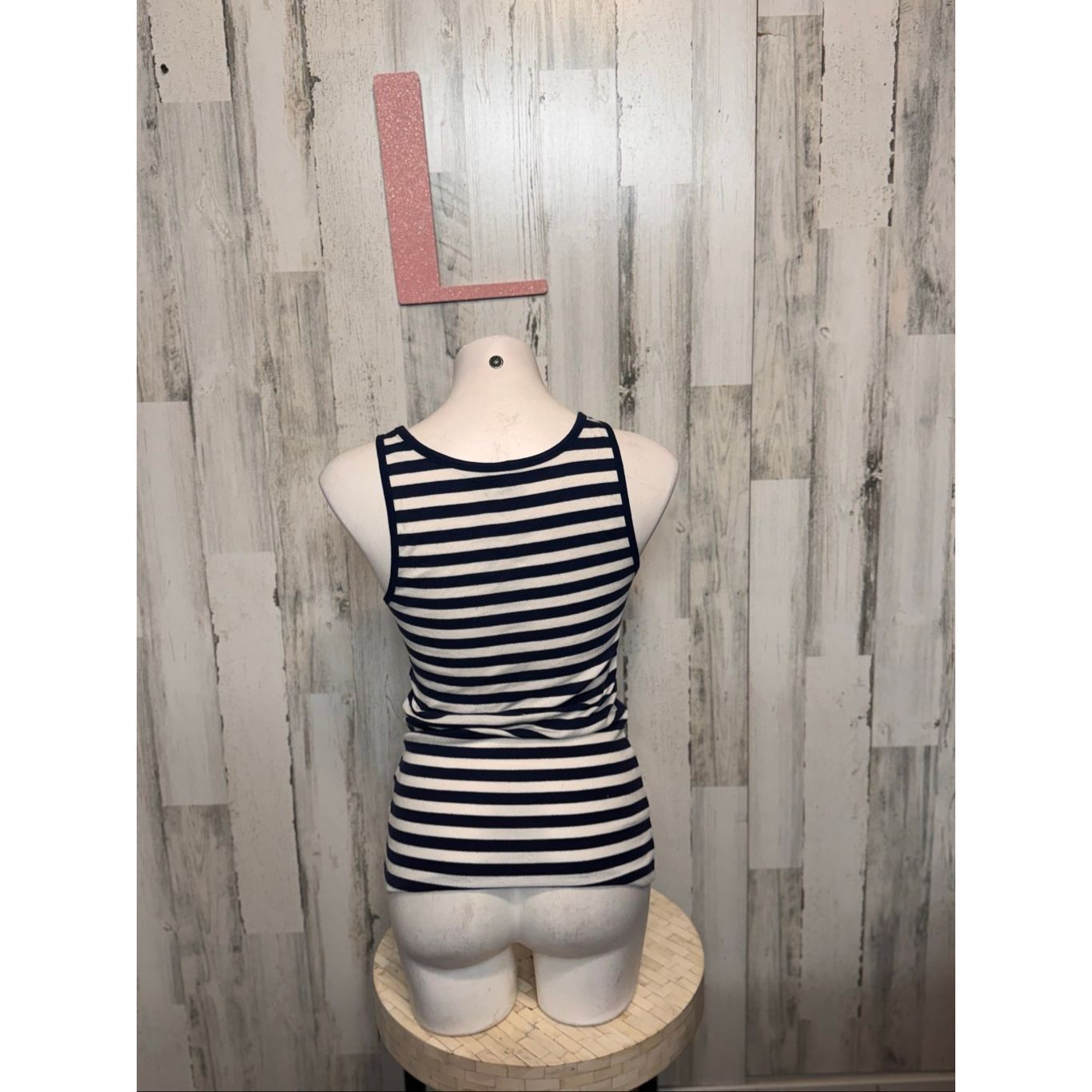 Old Navy Old Navy Perfect Tank Top | Navy & White Striped Stretch Ribbed Tank – Size Large Size L / US 10 / IT 46 - 4 Thumbnail