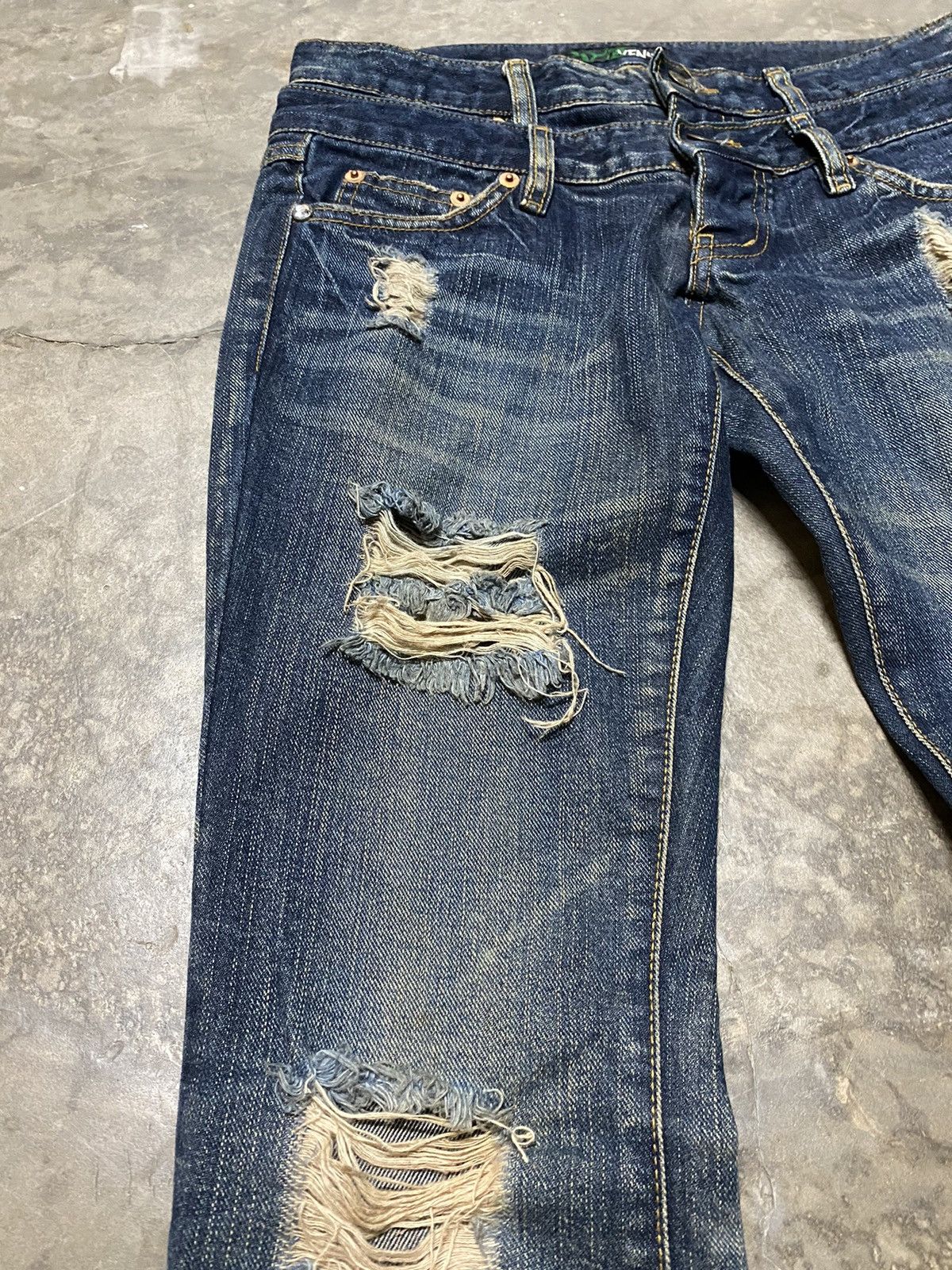 Beauty Beast × Hysteric Glamour × Japanese Brand Flare Jeans Vence Double Waist Ripped Distressed Size US 28 / EU 44 - 3 Thumbnail
