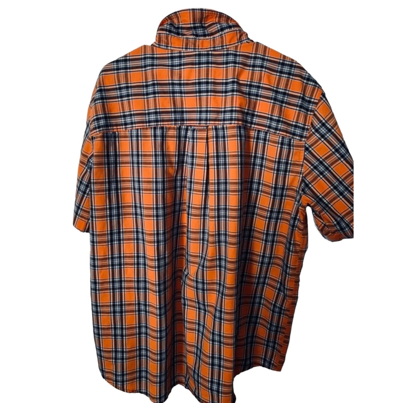 Chaps Chaps XXL Orange Navy Plaid Button-Down Shirt Short Sleeve Size US XXL / EU 58 / 5 - 2 Thumbnail