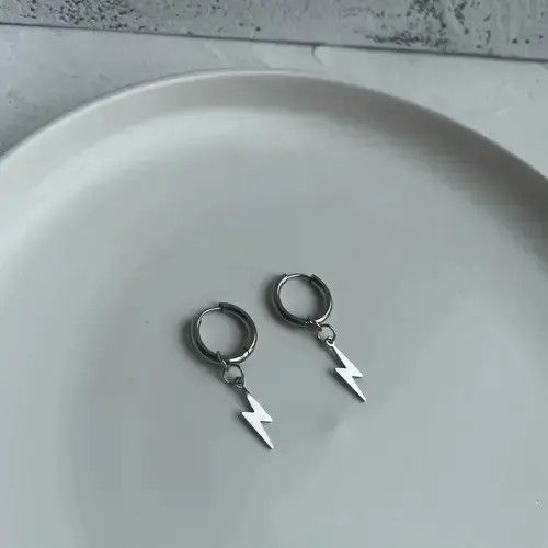 Other 925 Silver Plated Lightning Dangle Drop Earrings for Men Size ONE SIZE - 4 Thumbnail