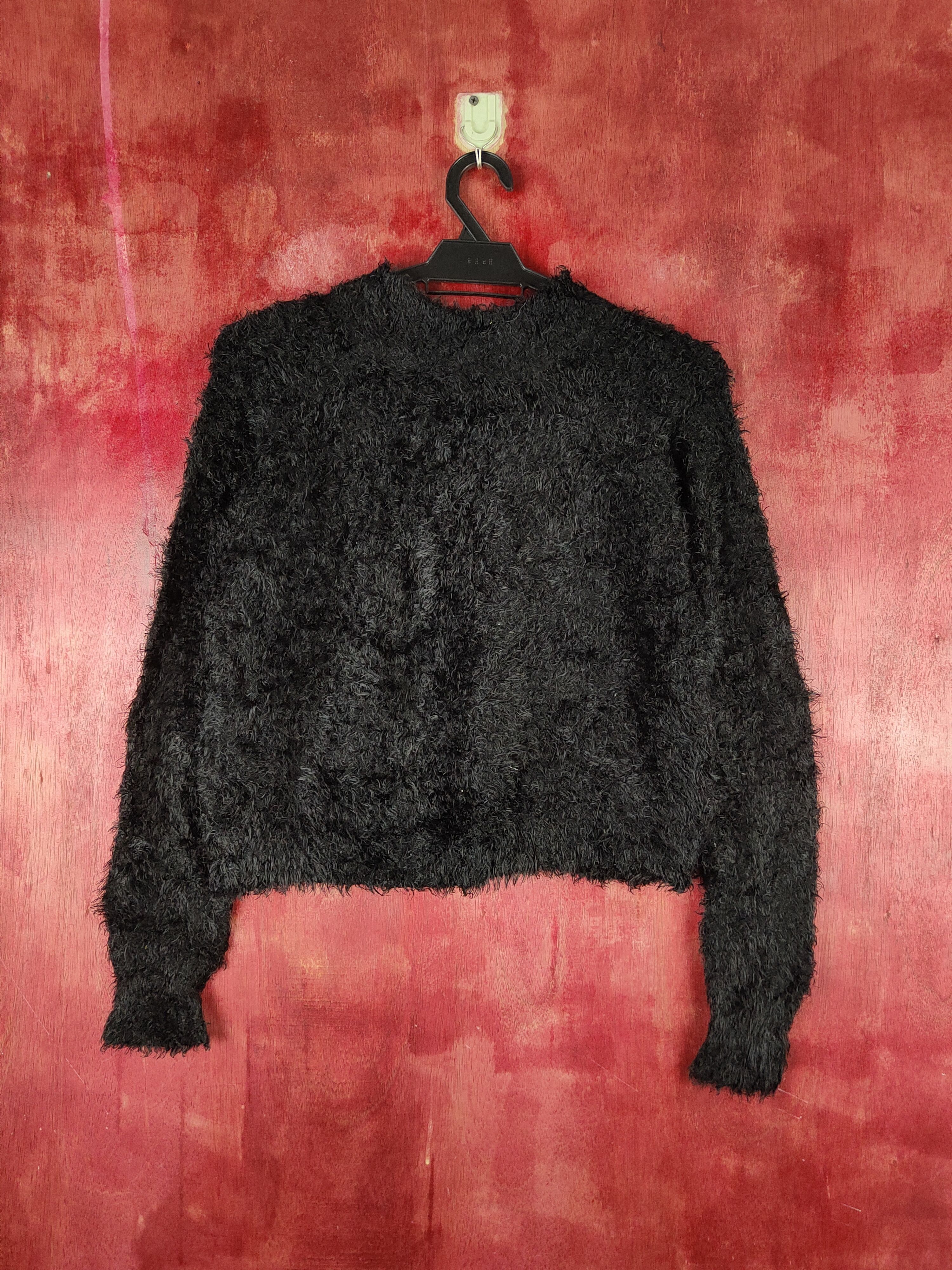 GU GU Black Shag Shaggy Fur Mohair Knitwear #S2171 Size L / US 10 / IT 46 - 7 Thumbnail