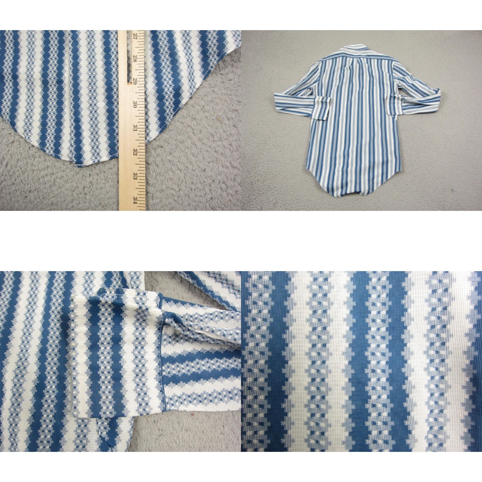 Vintage Knit Le Mans Shirt Mens M Blue Striped Button-Up 60s 70s Vintage Casual Shirt Size US M / EU 48-50 / 2 - 8 Thumbnail