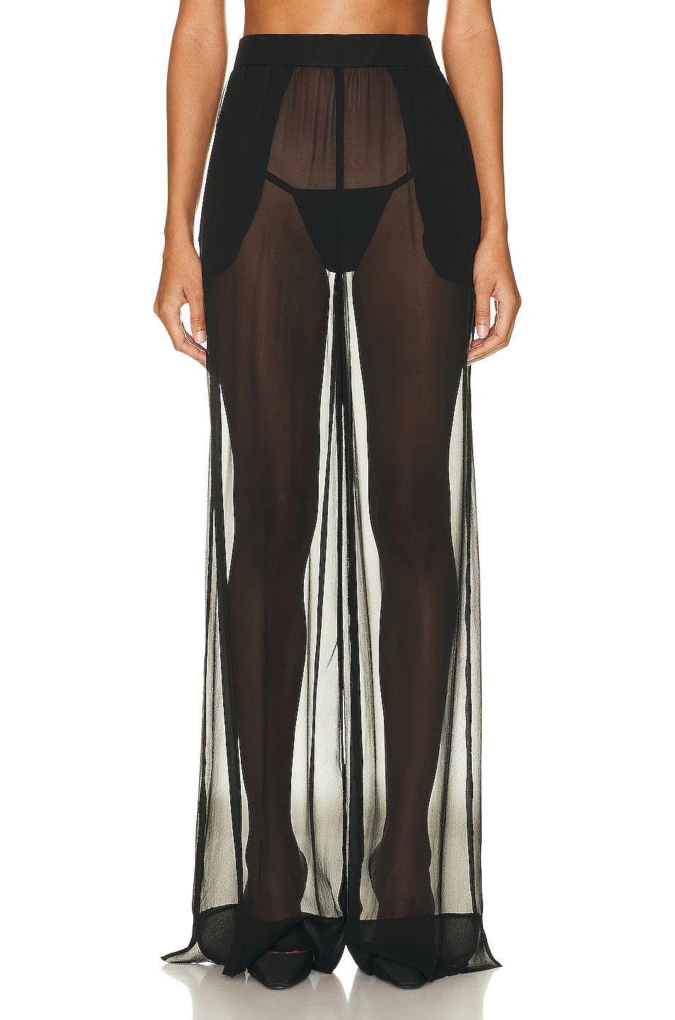 Saint Laurent Paris o1s1wg111024 Large Pants in Crepe Muslin in Black Size 28" / US 6 / IT 42 - 2 Thumbnail