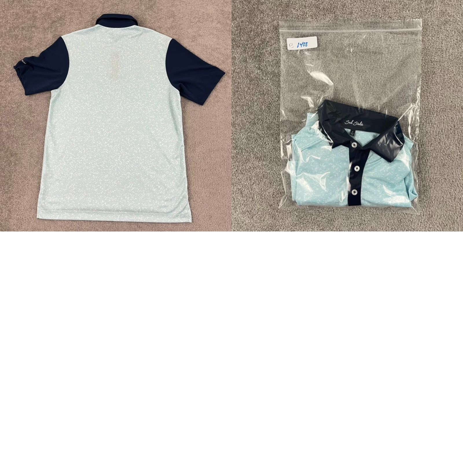 Vintage Bad Birdie Polo Shirt Mens Small Blue Golf Performance Stretch Preppy Casual S/S Size US S / EU 44-46 / 1 - 8 Thumbnail