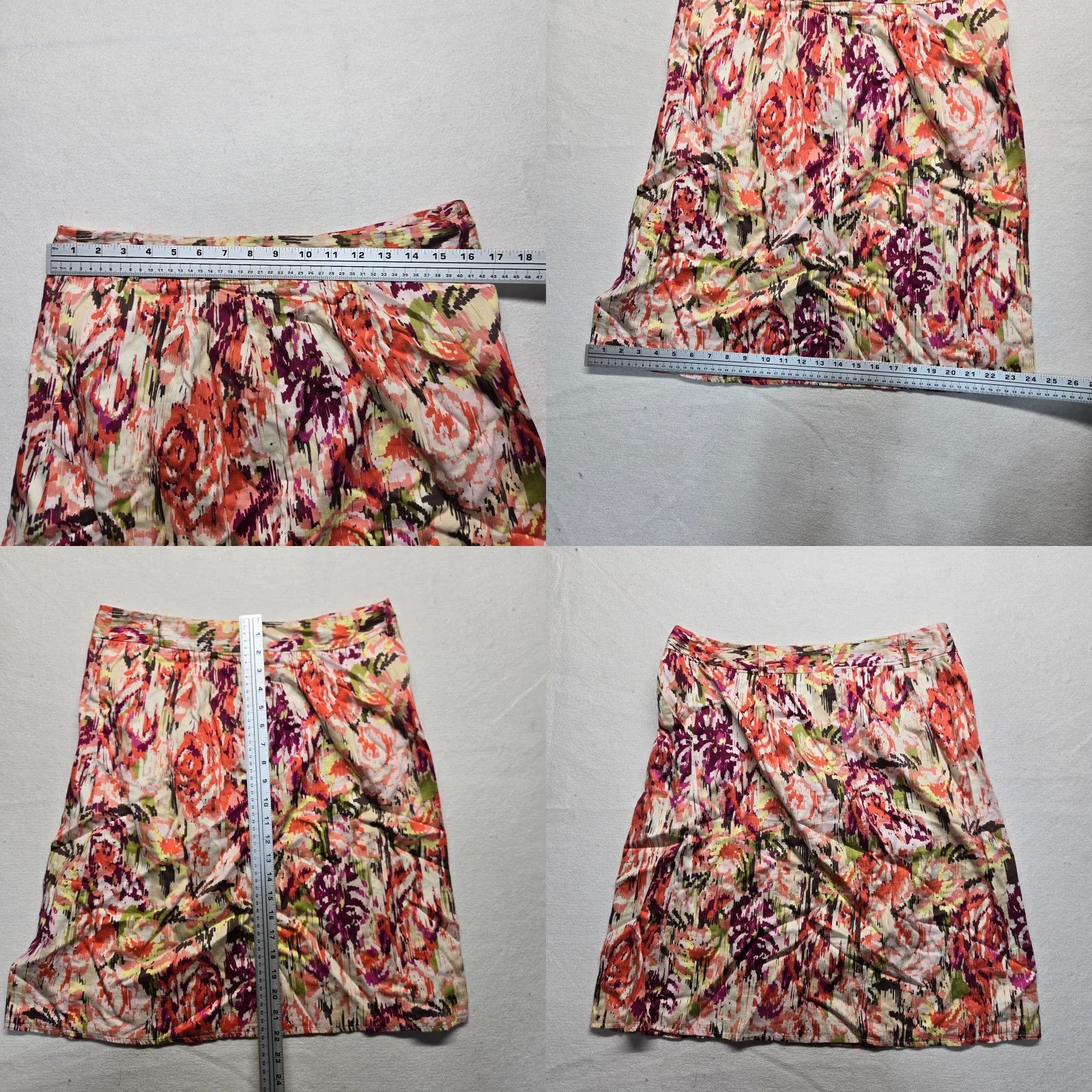 Vintage VINTAGE Xhilaration Women's Short Floral Skirt Elastic Waist Orange XL Flower Pattern Women Size 40" / US 18 - 8 Thumbnail
